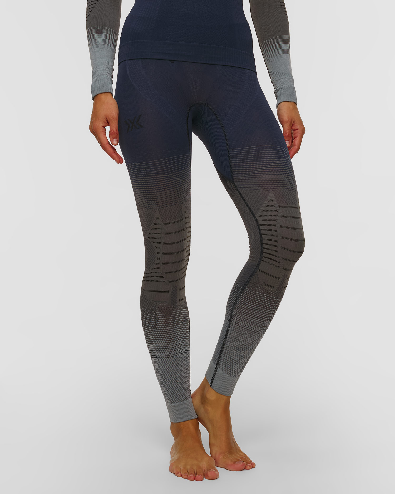 Women's thermal leggings X-Bionic Invent Graphics blue-grey
