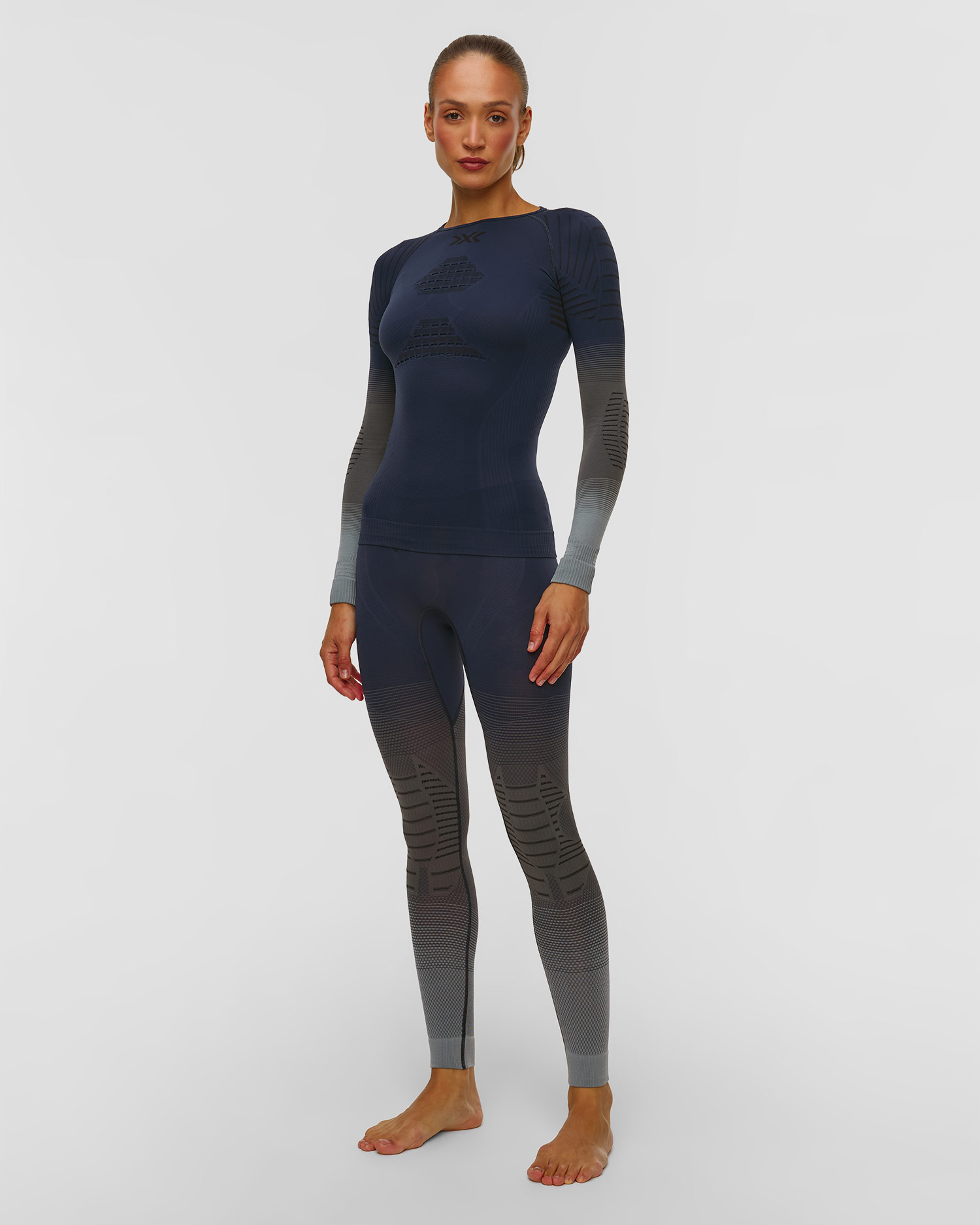 Leginsy termoaktywne damskie X-Bionic Invent Graphics niebiesko-szare