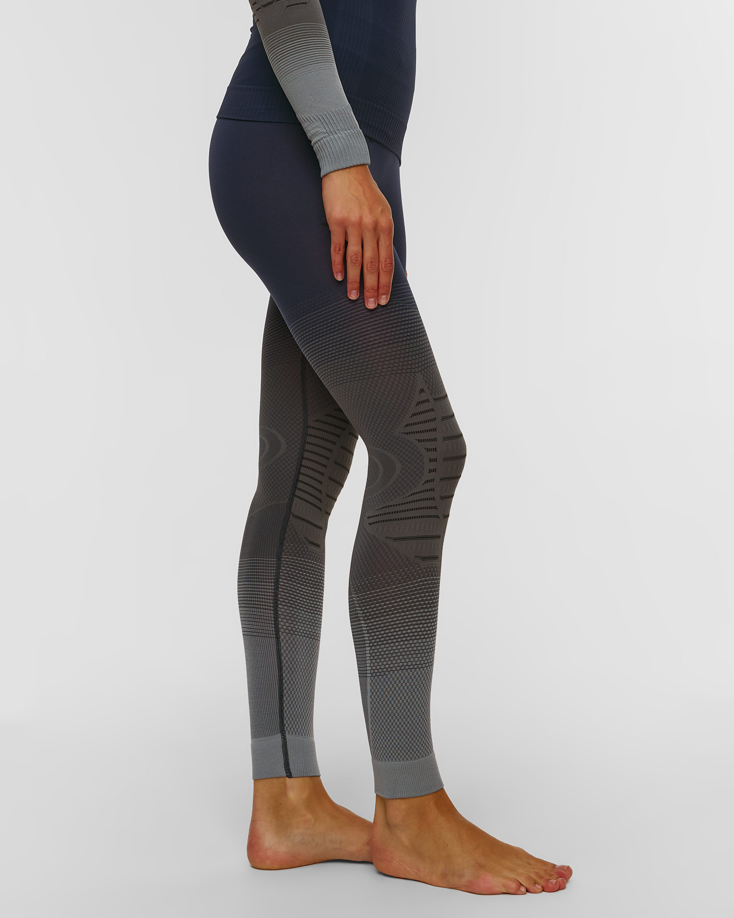 Leginsy termoaktywne damskie X-Bionic Invent Graphics niebiesko-szare