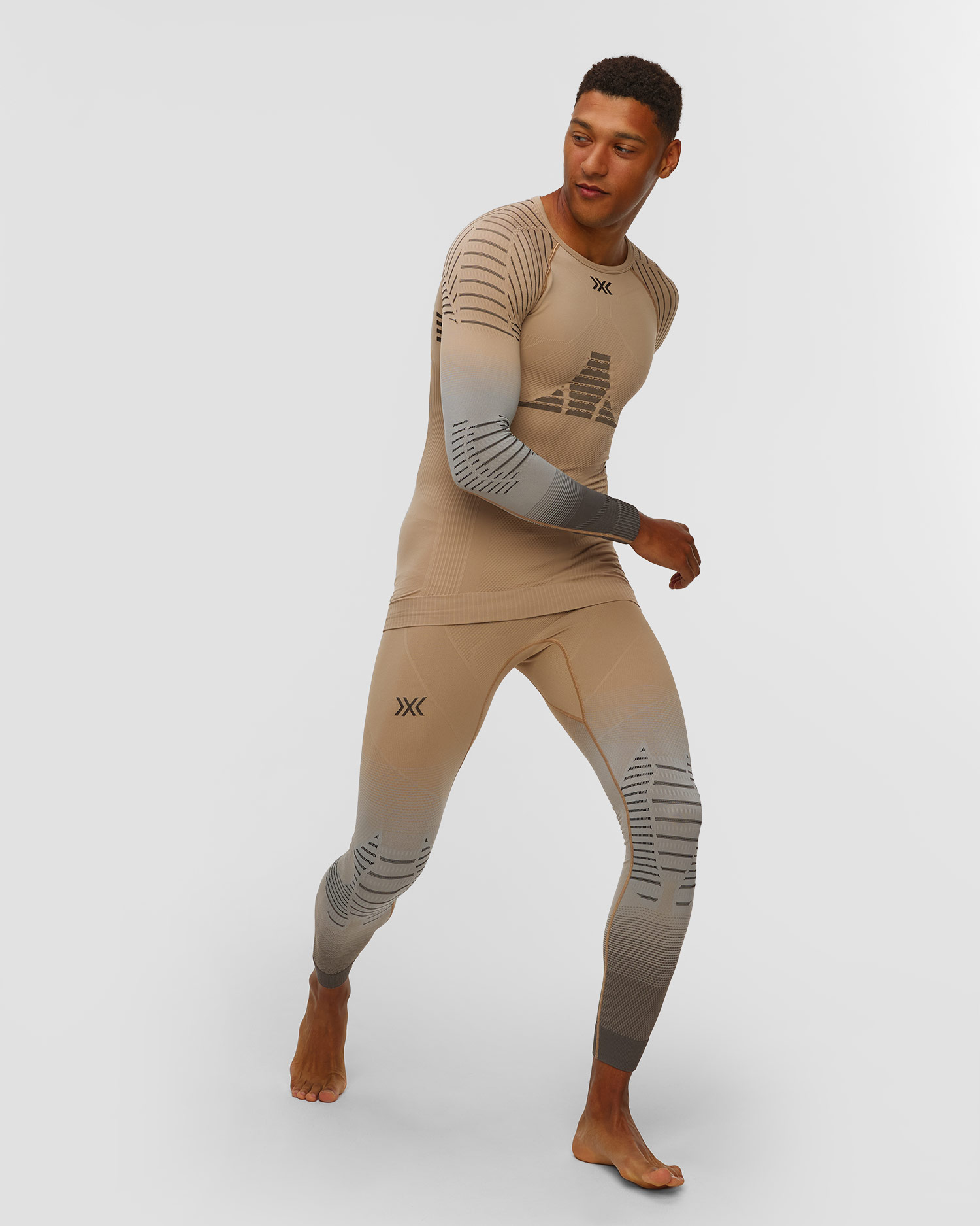 Longsleeve termoaktywny męski X-Bionic Invent Graphics 4.0 beżowo-szary