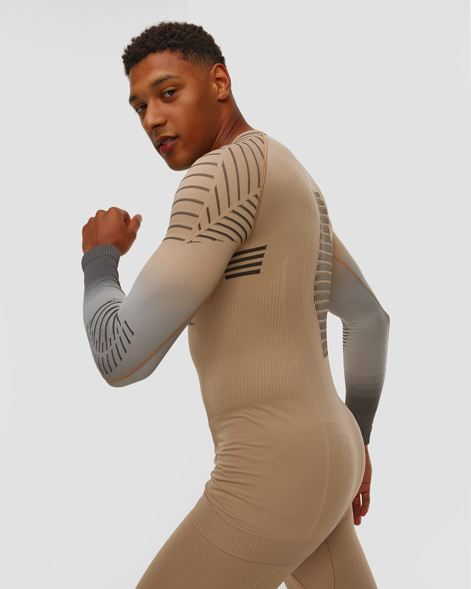 Men's thermoactive longsleeve X-Bionic Invent Graphics 4.0 beige-grey