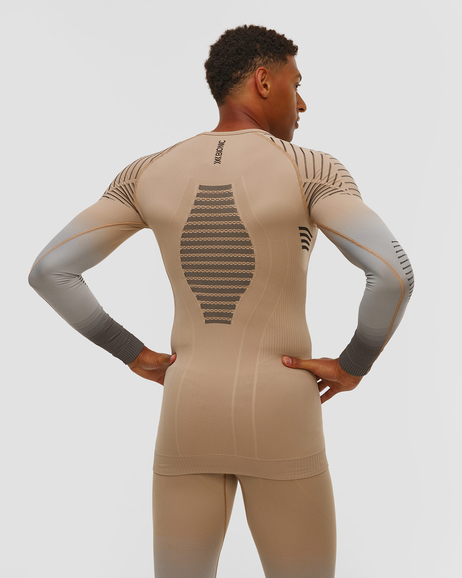 Longsleeve termoaktywny męski X-Bionic Invent Graphics 4.0 beżowo-szary
