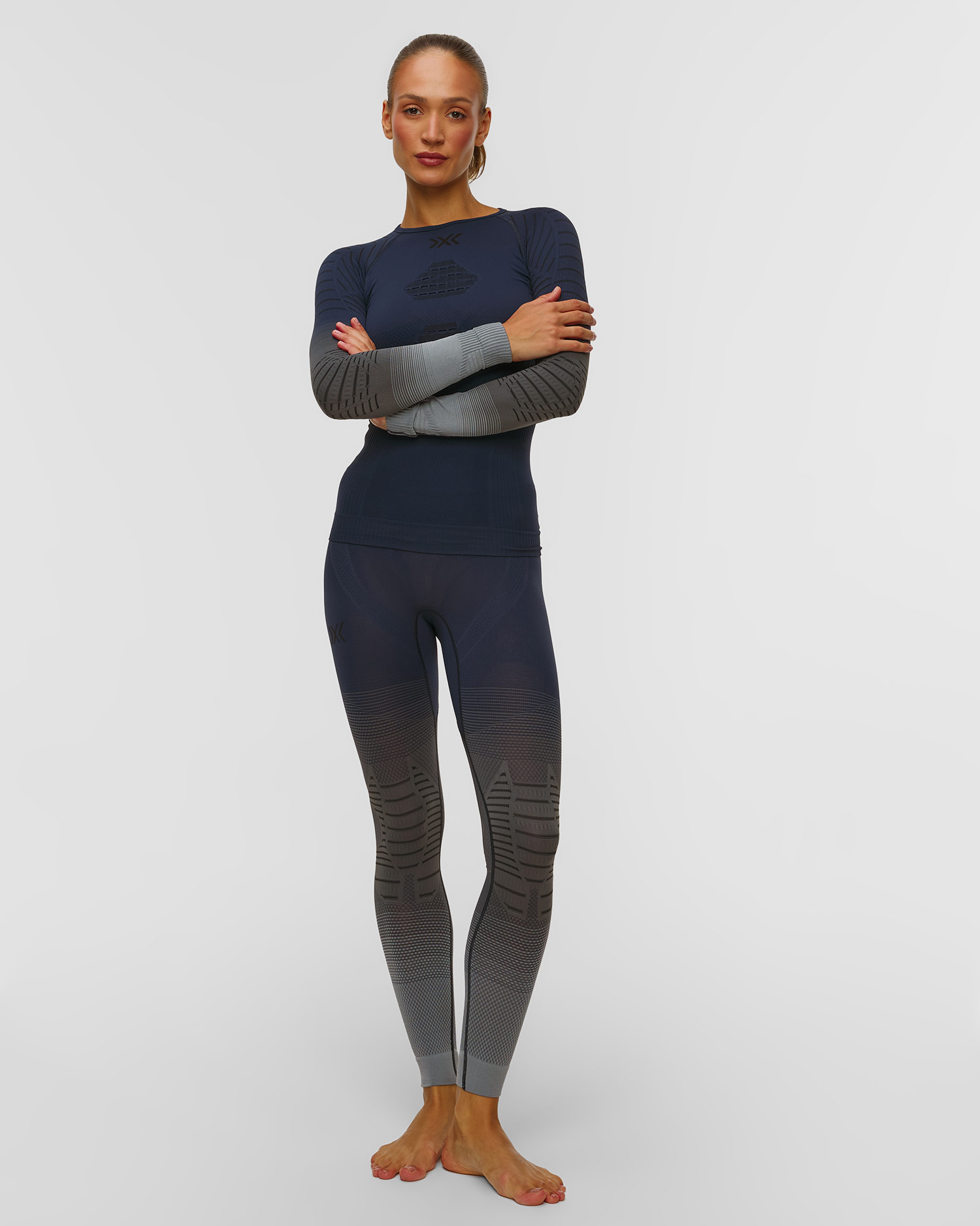 Women's thermal active longsleeve X-Bionic Invent Graphics 4.0 blue-grey