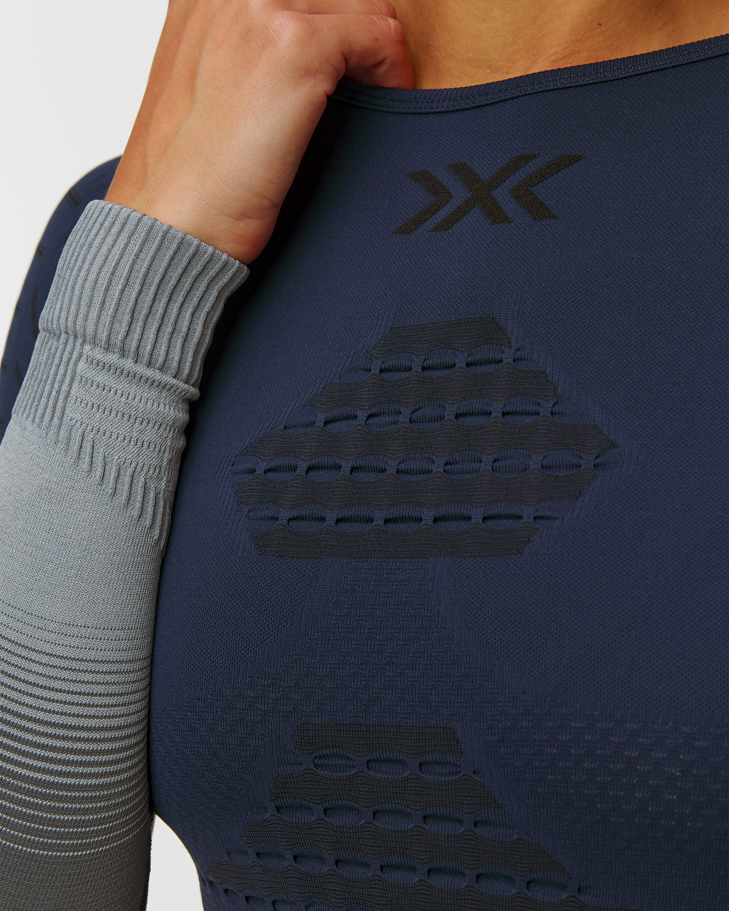 Longsleeve termoaktywny damski X-Bionic Invent Graphics 4.0 niebiesko-szary