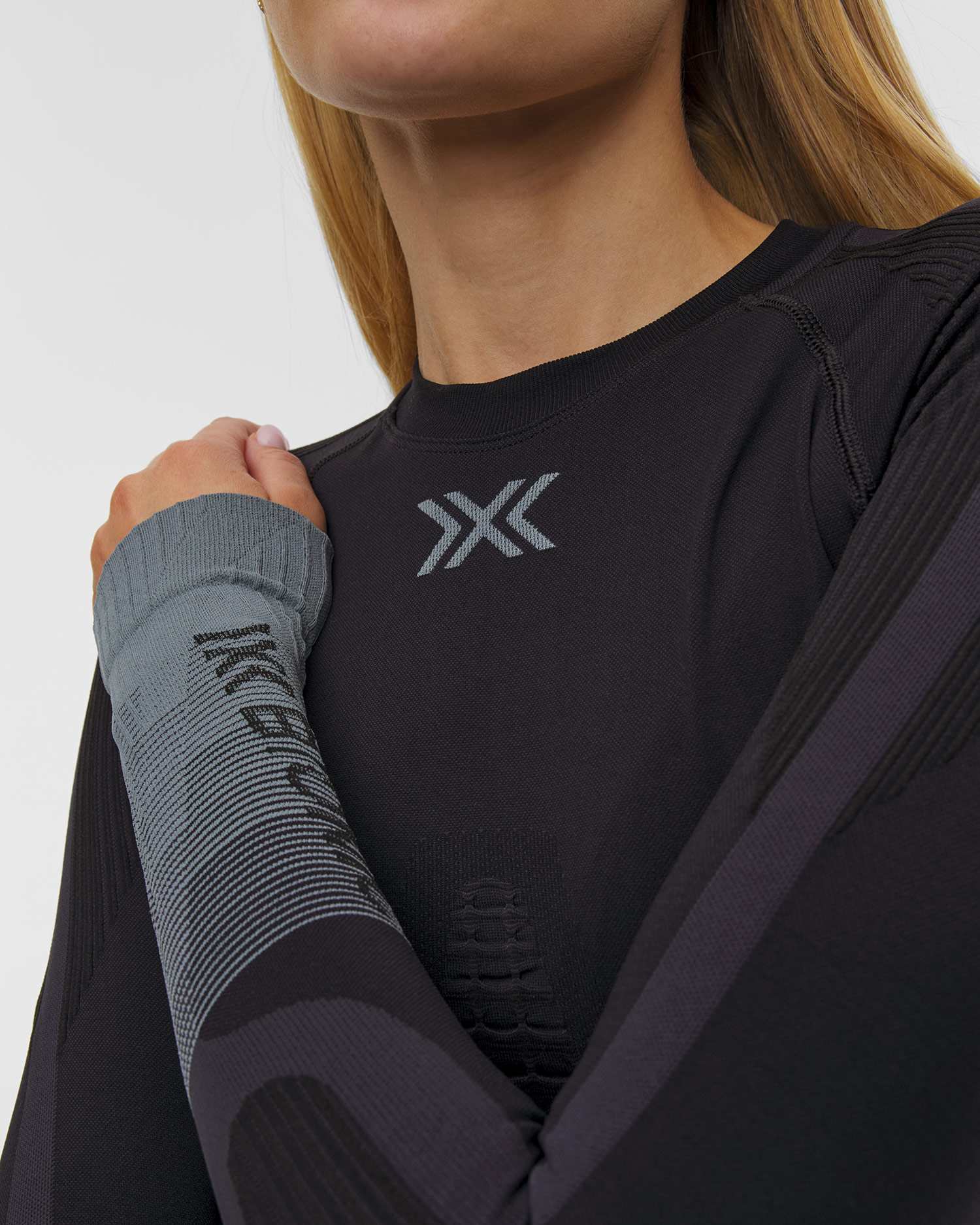 Dámske termo tričko s dlhým rukávom X-Bionic Invent Graphics Shirt LS čierno-sivé