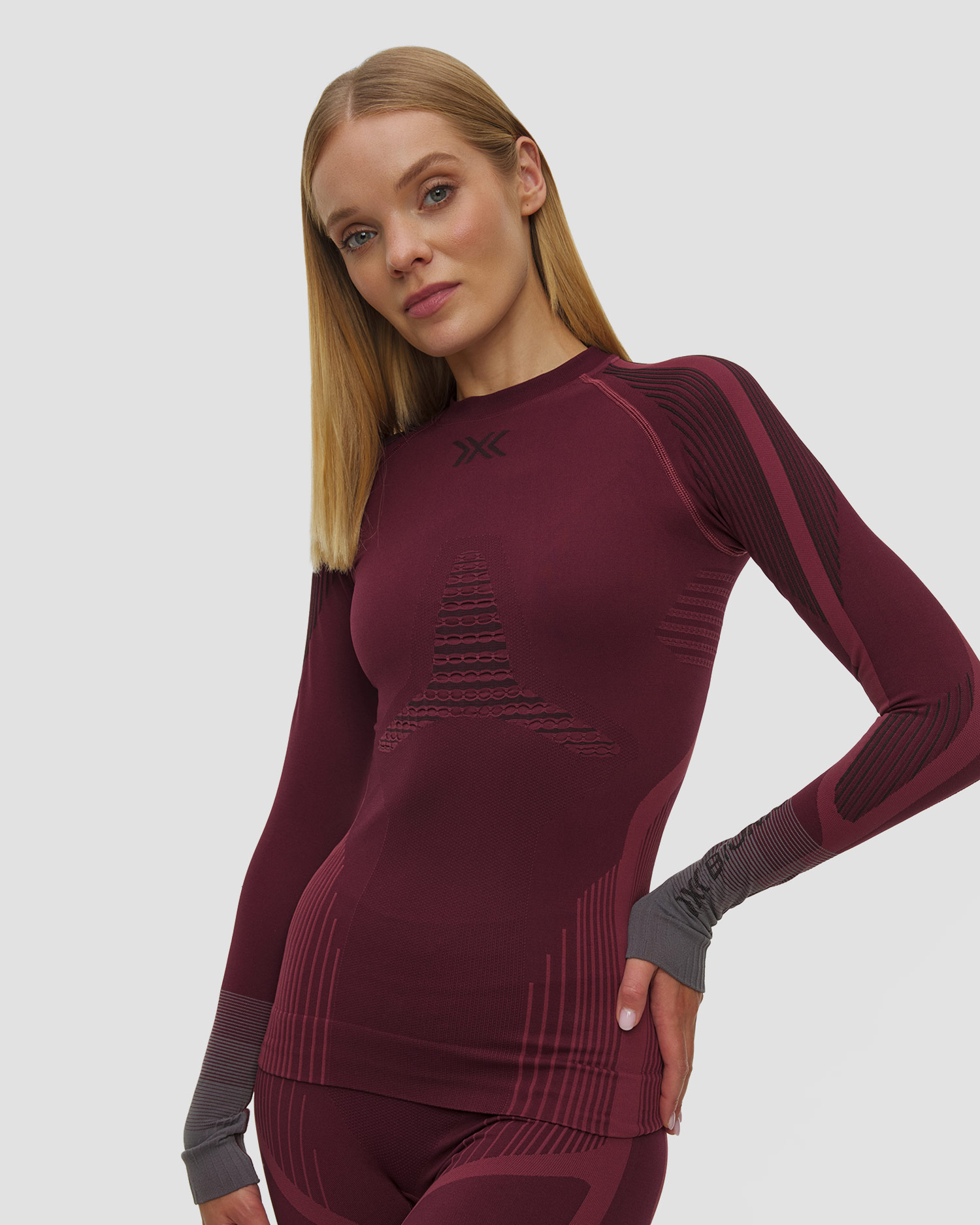 Dámske termo tričko s dlhým rukávom X-Bionic Invent Graphics Shirt LS bordové