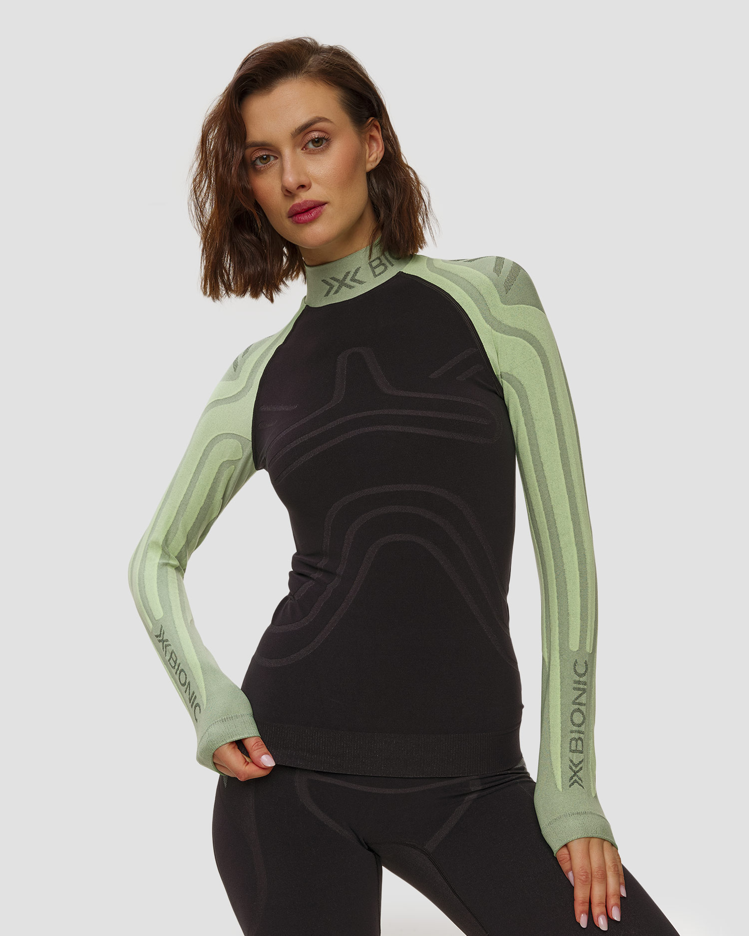 Longsleeve termoaktywny damski X-Bionic Heatloop Shirt LS czarno-zielony