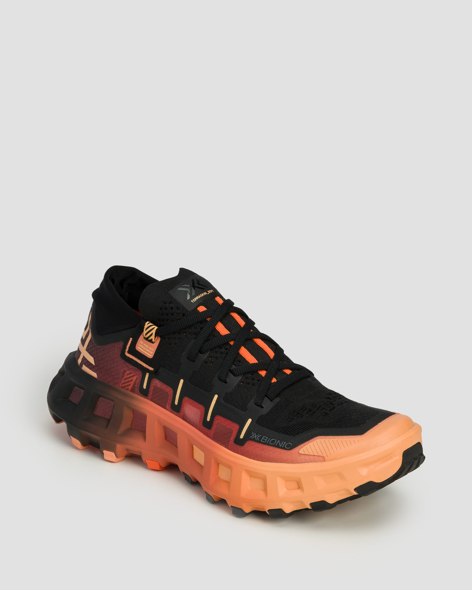 Scarpe da corsa trail unisex X-Bionic Terraskin X01 nero-arancione + calzini tecnici