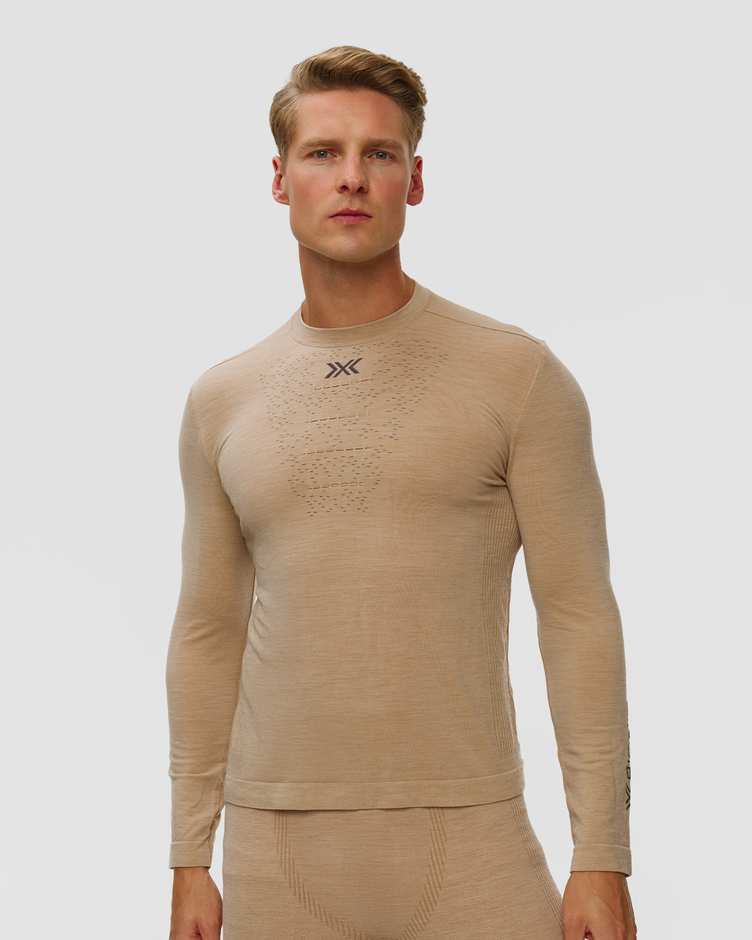 Tricou temoactiv cu mânecă lungă pentru bărbați X-Bionic Mightywool Shirt LS bej