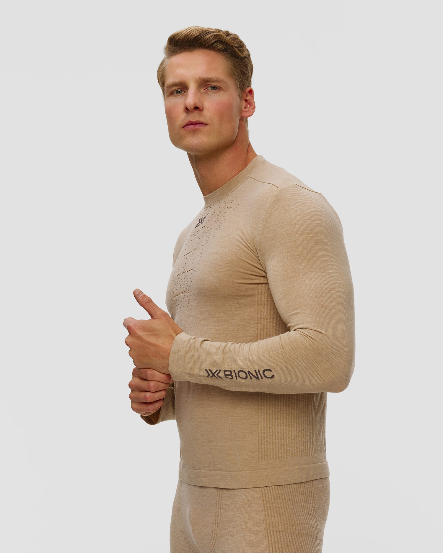Tricou temoactiv cu mânecă lungă pentru bărbați X-Bionic Mightywool Shirt LS bej