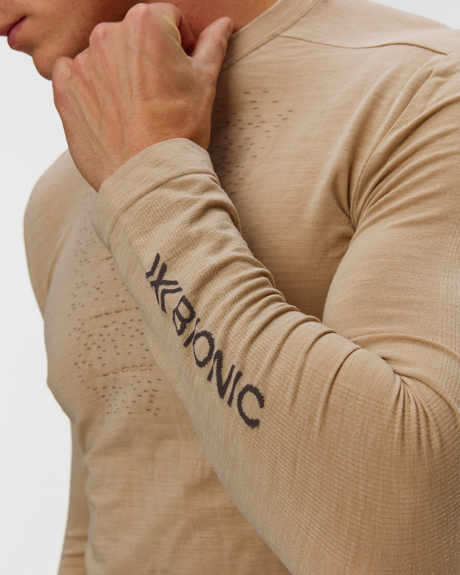 Tricou temoactiv cu mânecă lungă pentru bărbați X-Bionic Mightywool Shirt LS bej