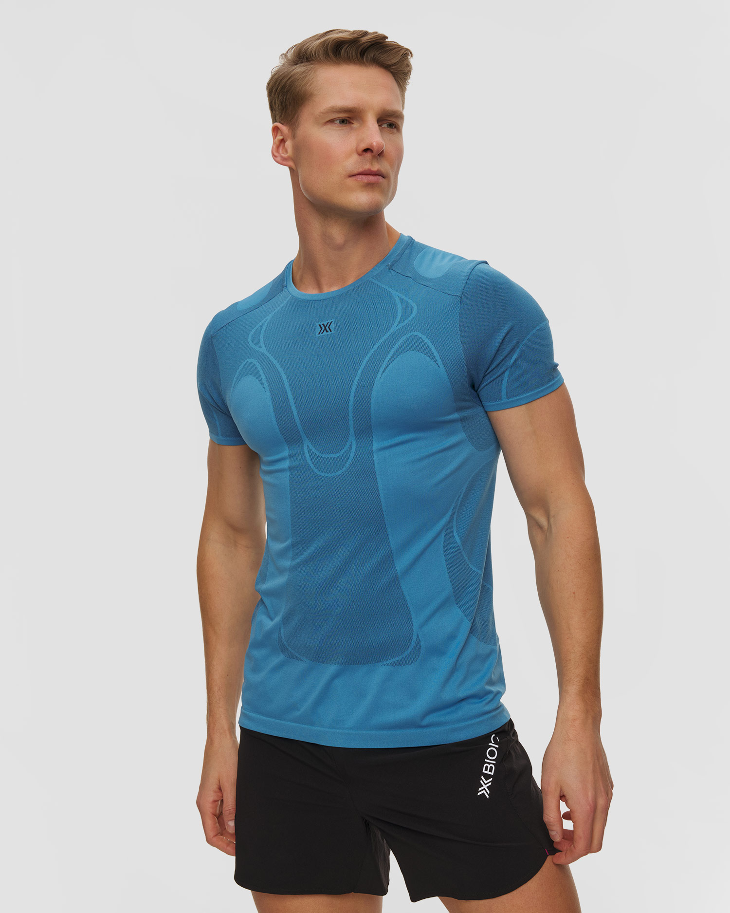 Maglietta da corsa da uomo X-Bionic Xceed Run Perform Shirt blu, Colore/Disegno: Niebieski