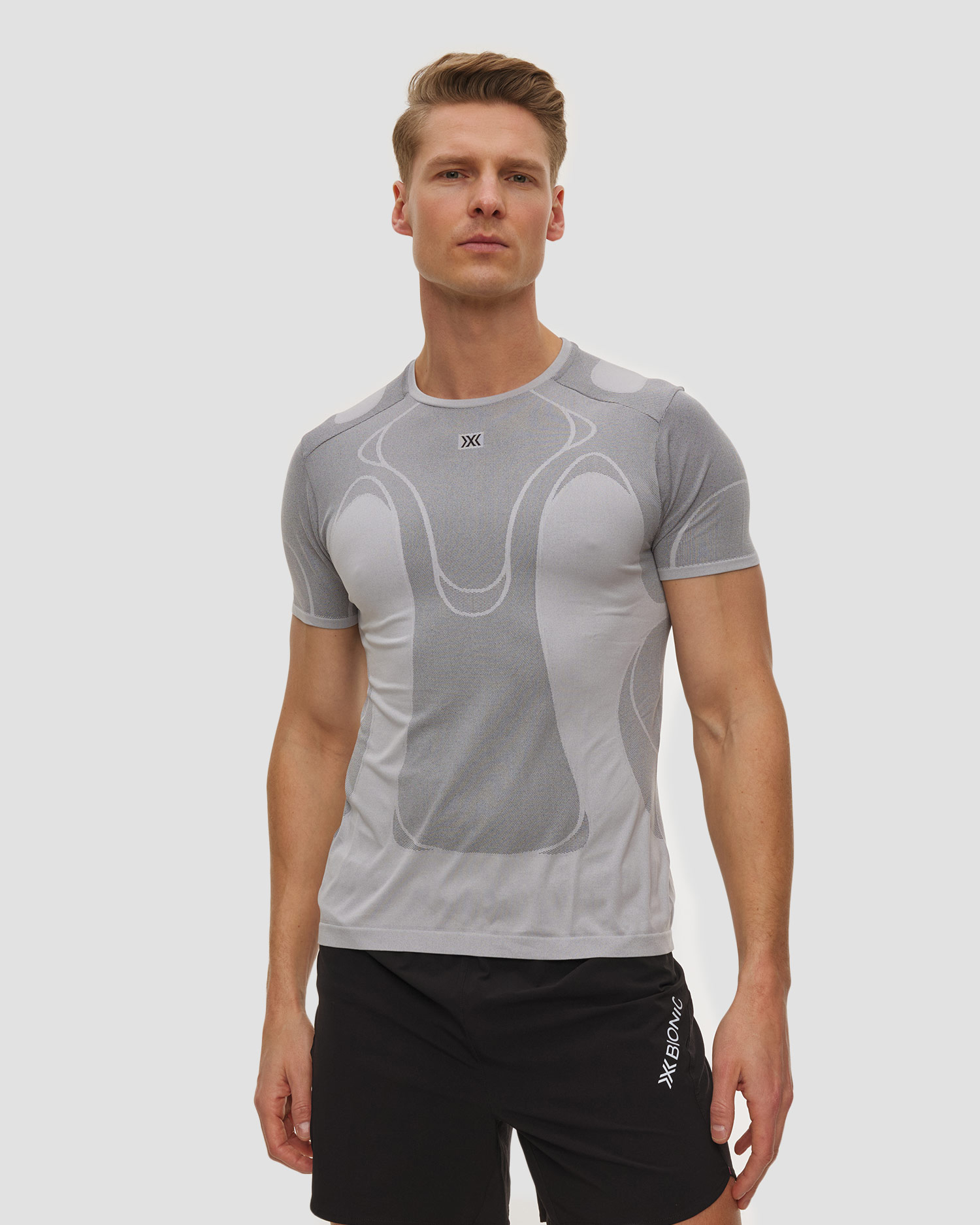 Maglietta da corsa da uomo X-Bionic Xceed Run Perform Shirt grigia, Colore/Disegno: Szary