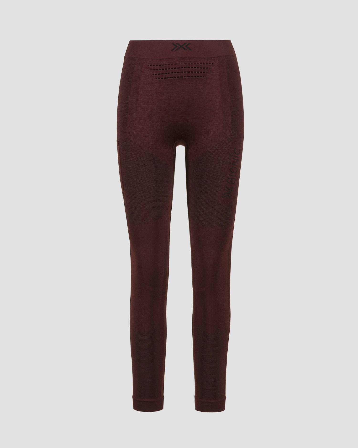 Leginsy biegowe damskie X-Bionic Xceed Run Long Tights bordowe