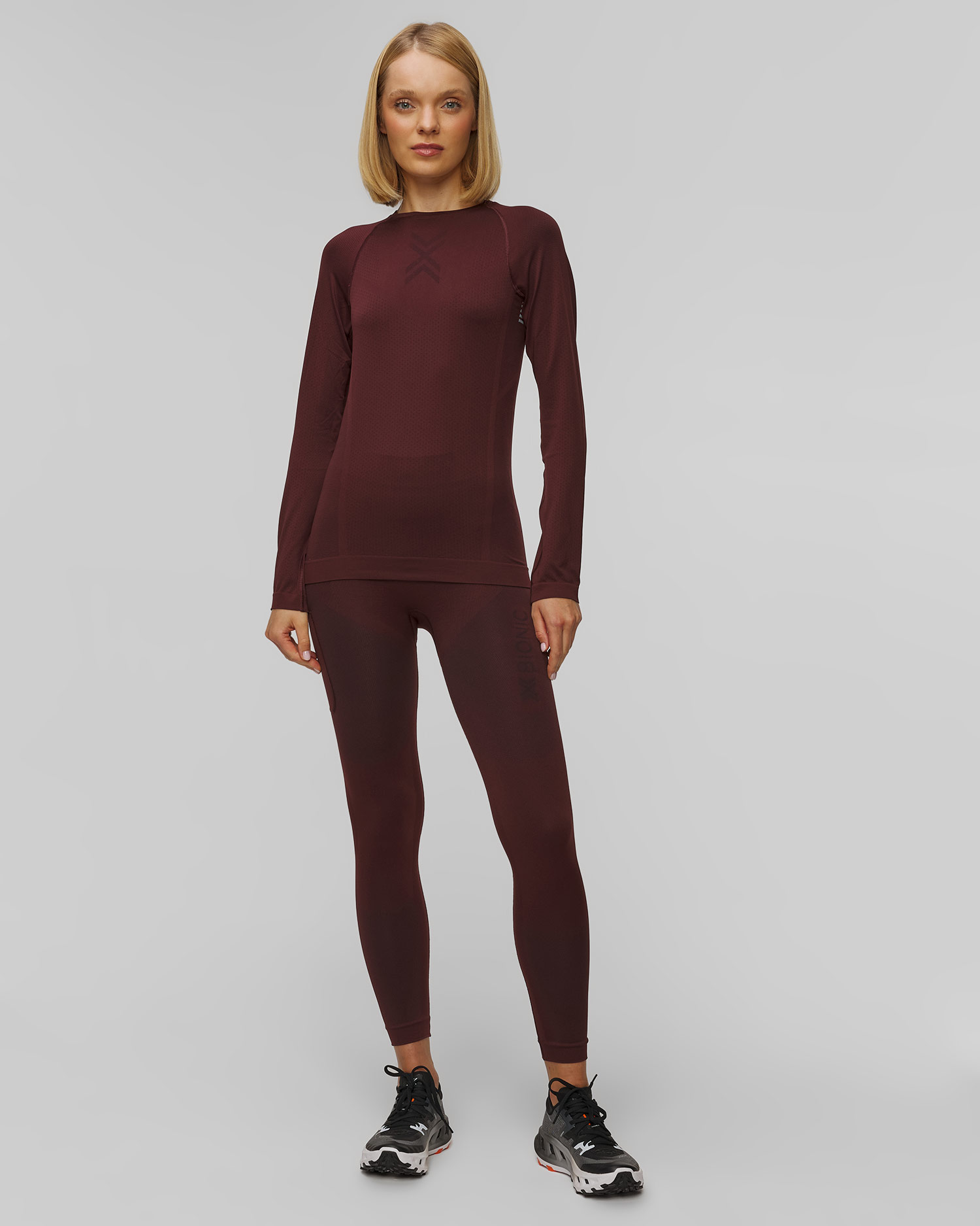 X-Bionic Xceed Run Long Tights Laufleggings für Damen in Dunkelrot