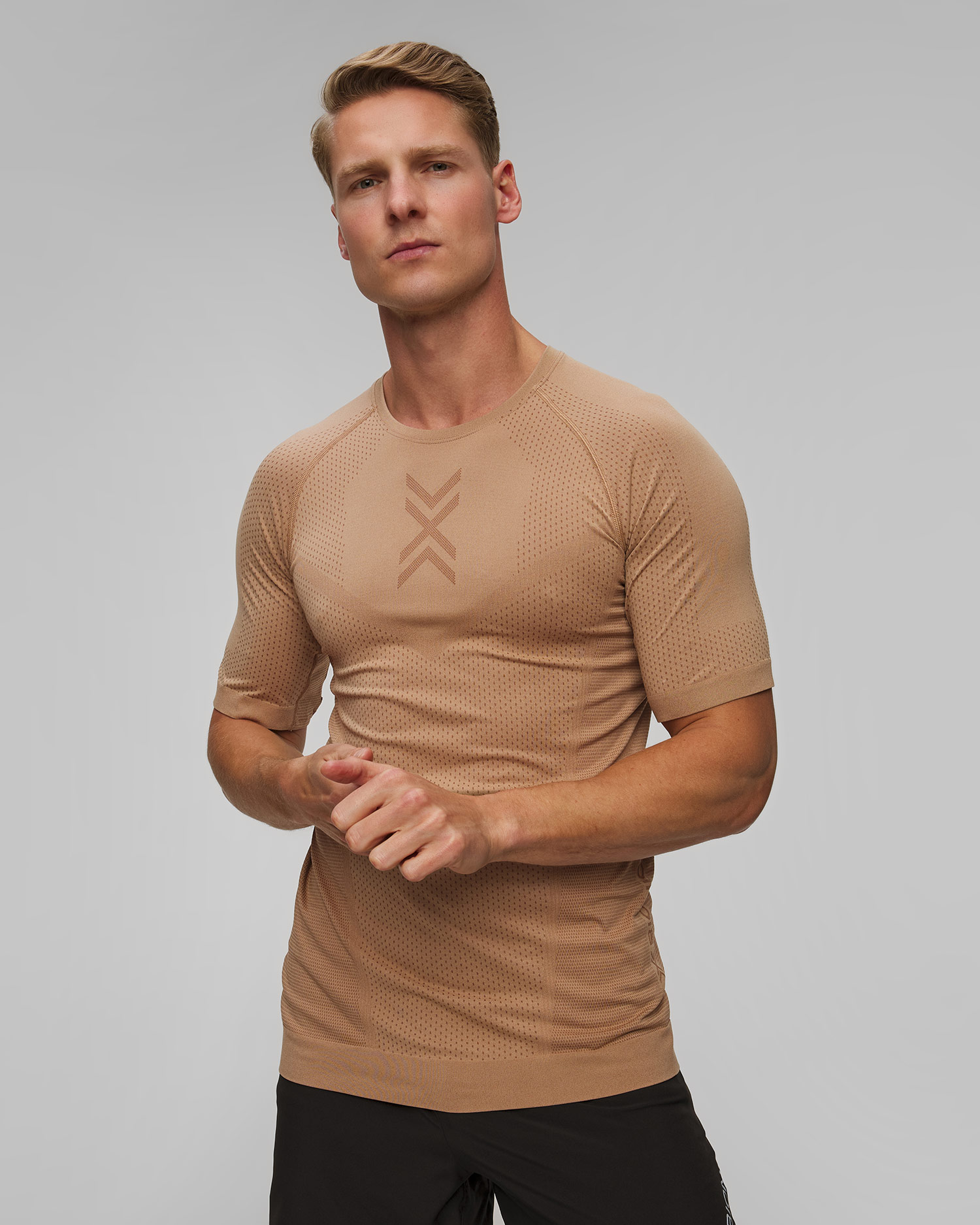 Pánske tričko X-Bionic Xceed Run Shirt béžovo-hnedé