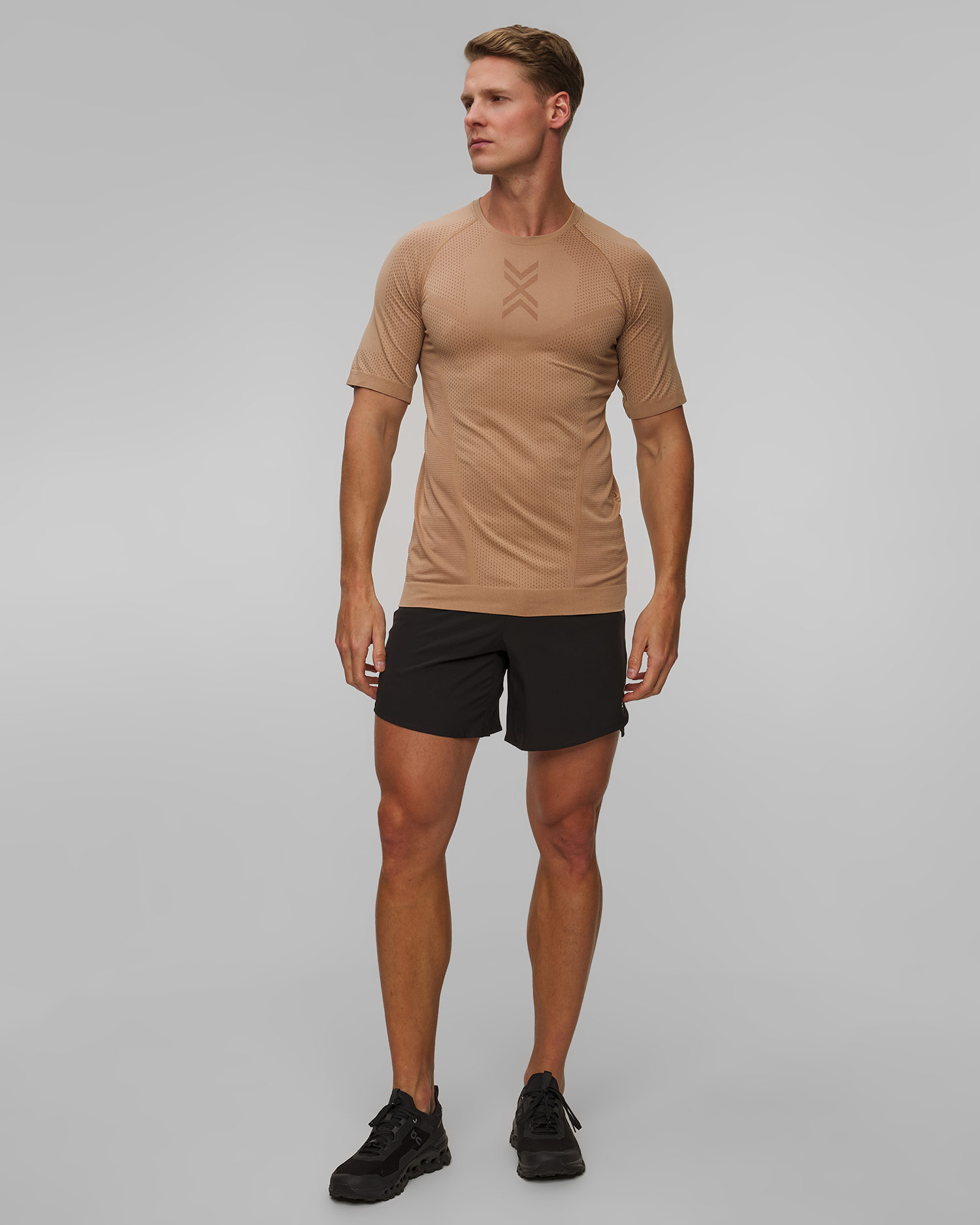 Tricou de alergare pentru bărbați X-Bionic Xceed Run Shirt bej-maro