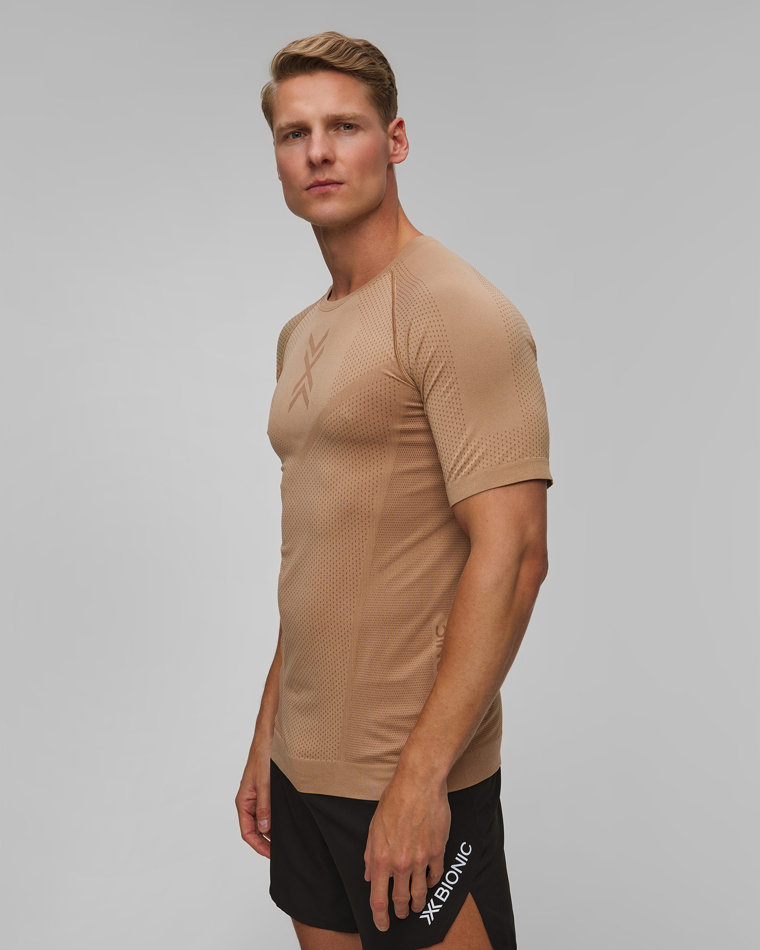 Pánske tričko X-Bionic Xceed Run Shirt béžovo-hnedé