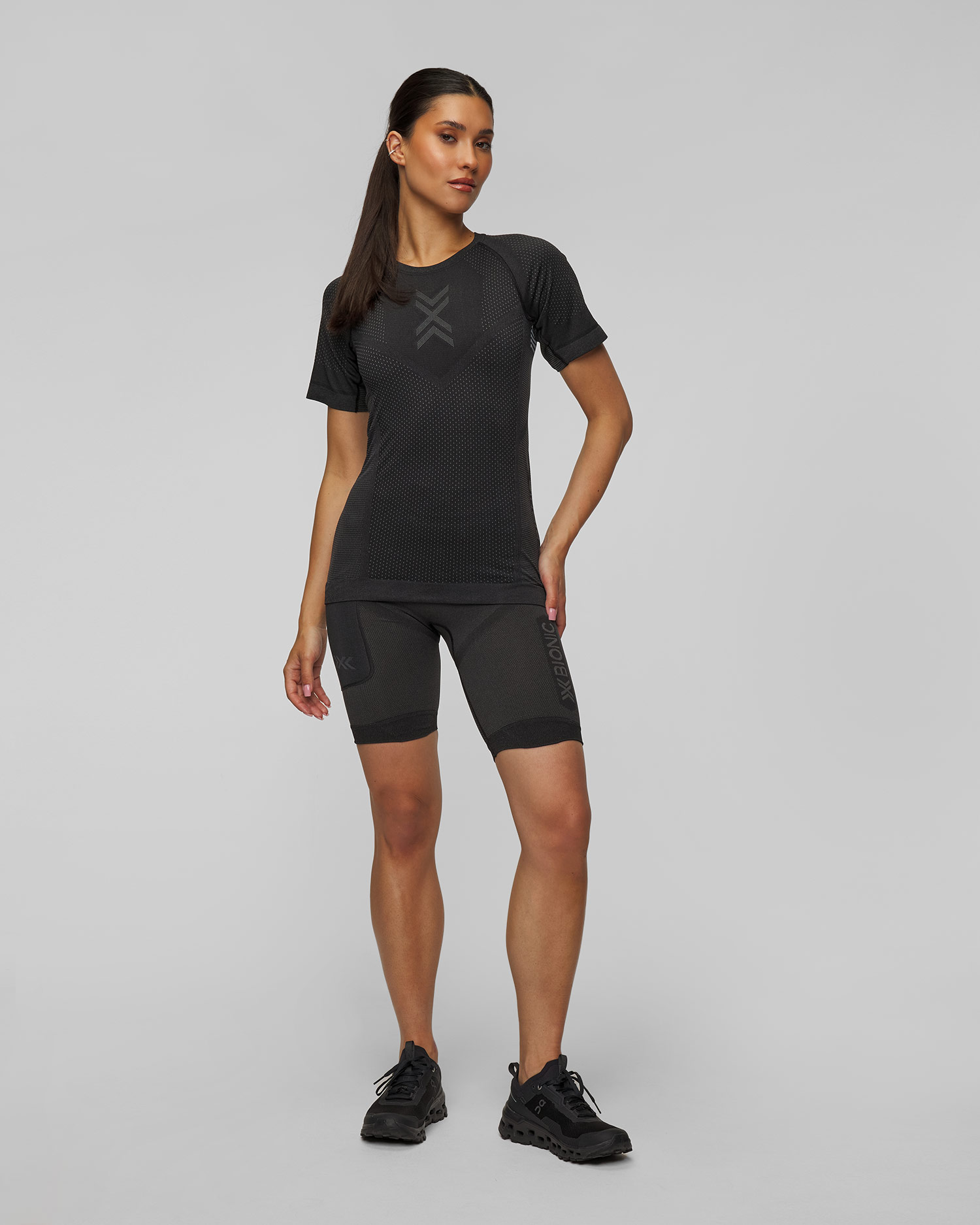 Koszulka biegowa damska X-Bionic Xceed Run Shirt szaro-czarna