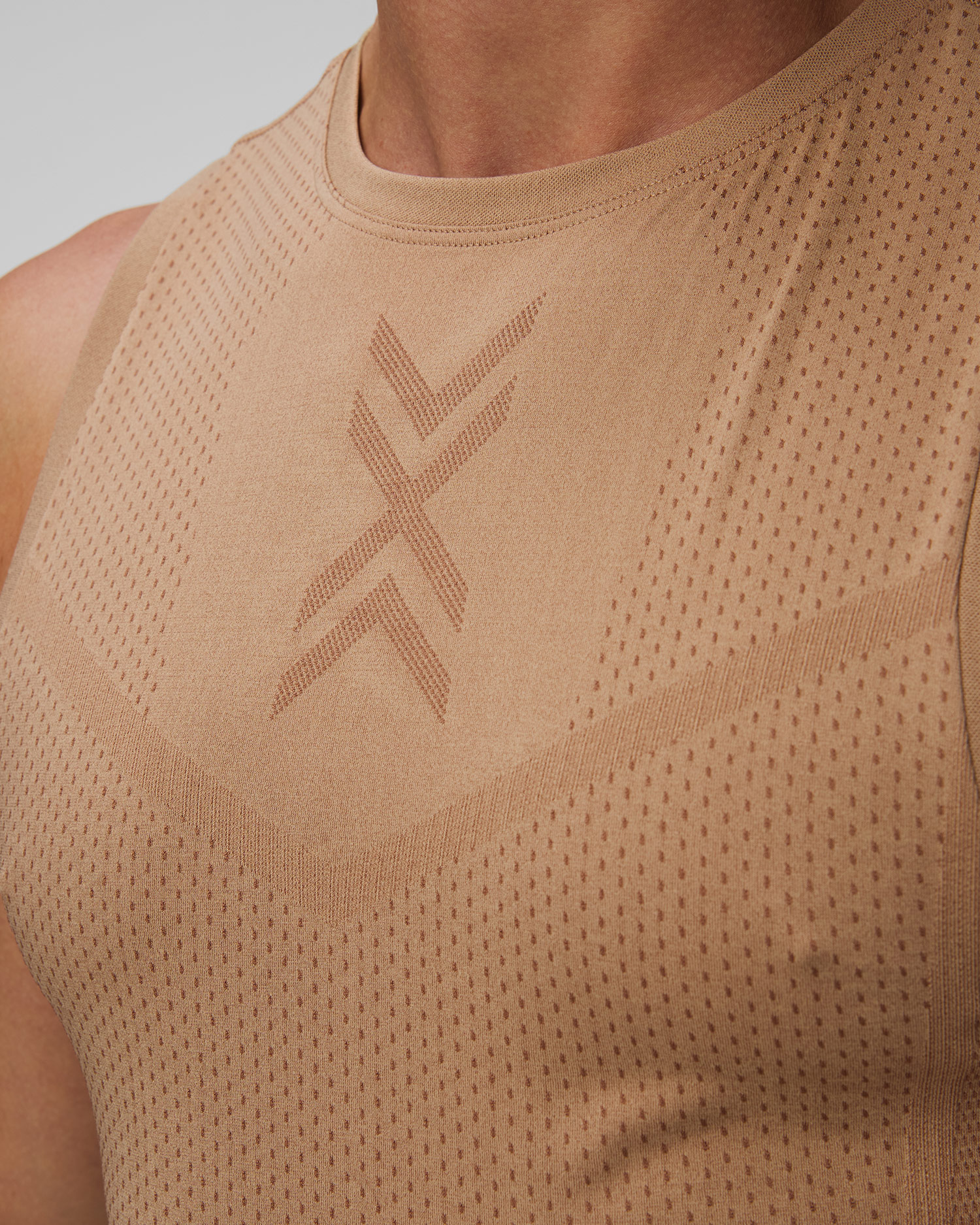 Singletă de alergare pentru bărbați X-Bionic Xceed Run Tank Top bej-maro