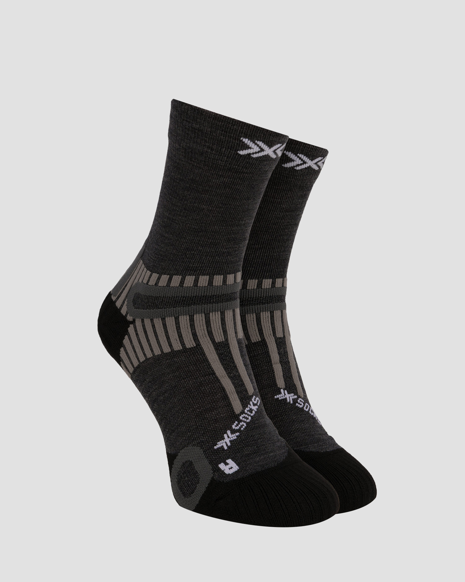 Calze unisex X-Socks Hike Perform Merino Crew, Colore/Disegno: Szary,Czarny