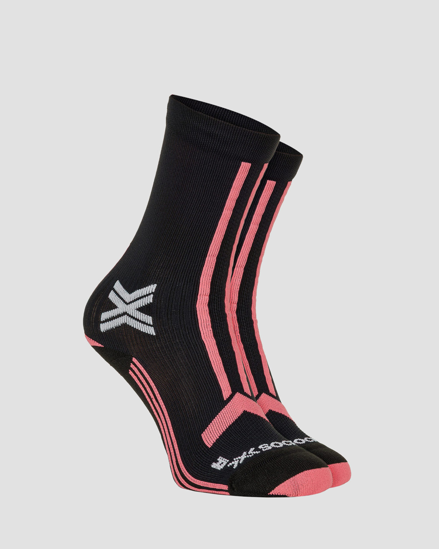 Calzini da trail da donna X-Socks Trailrun Discover Crew nero-rosa