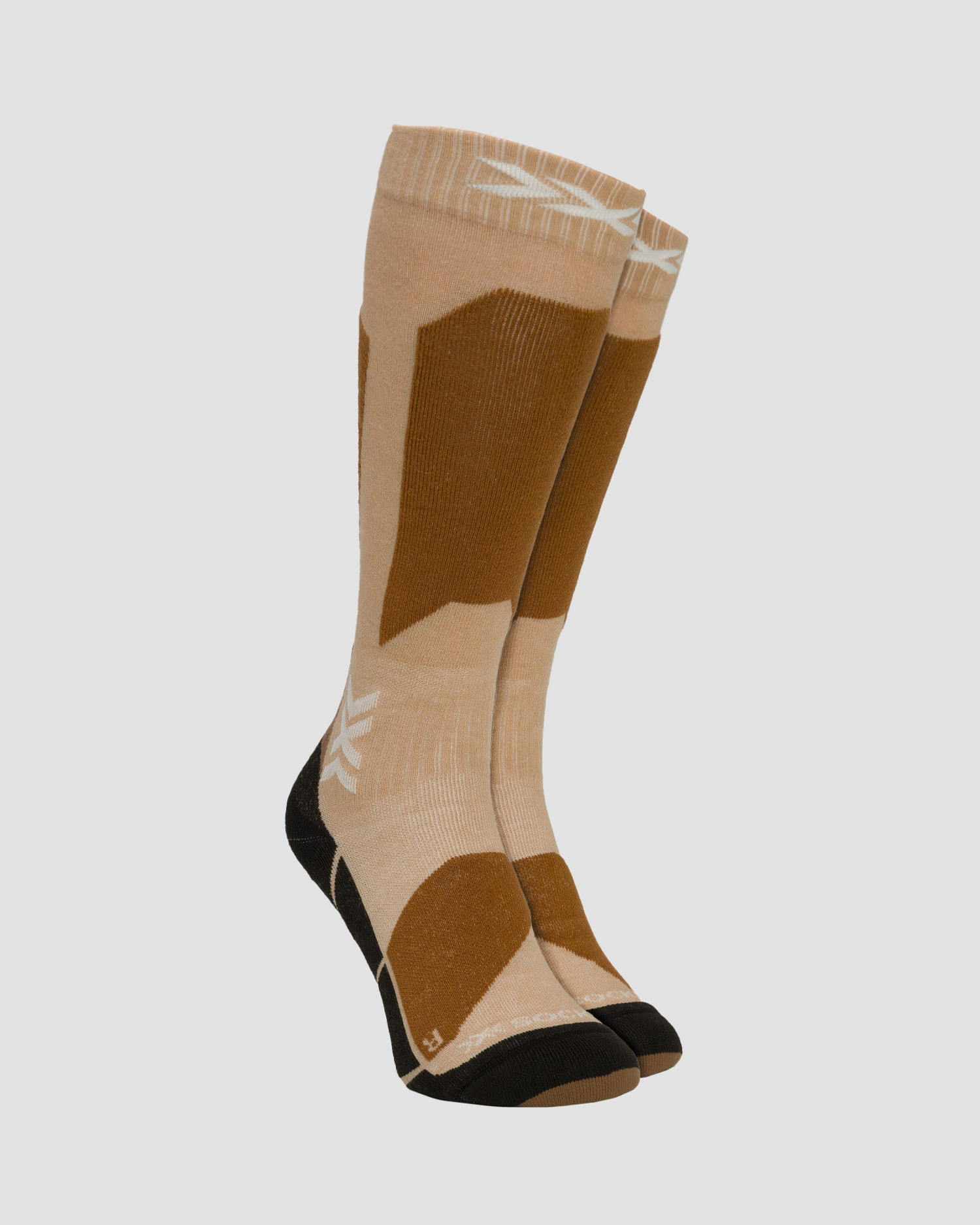Ski socks X-Socks Ski Discover OTC beige and brown