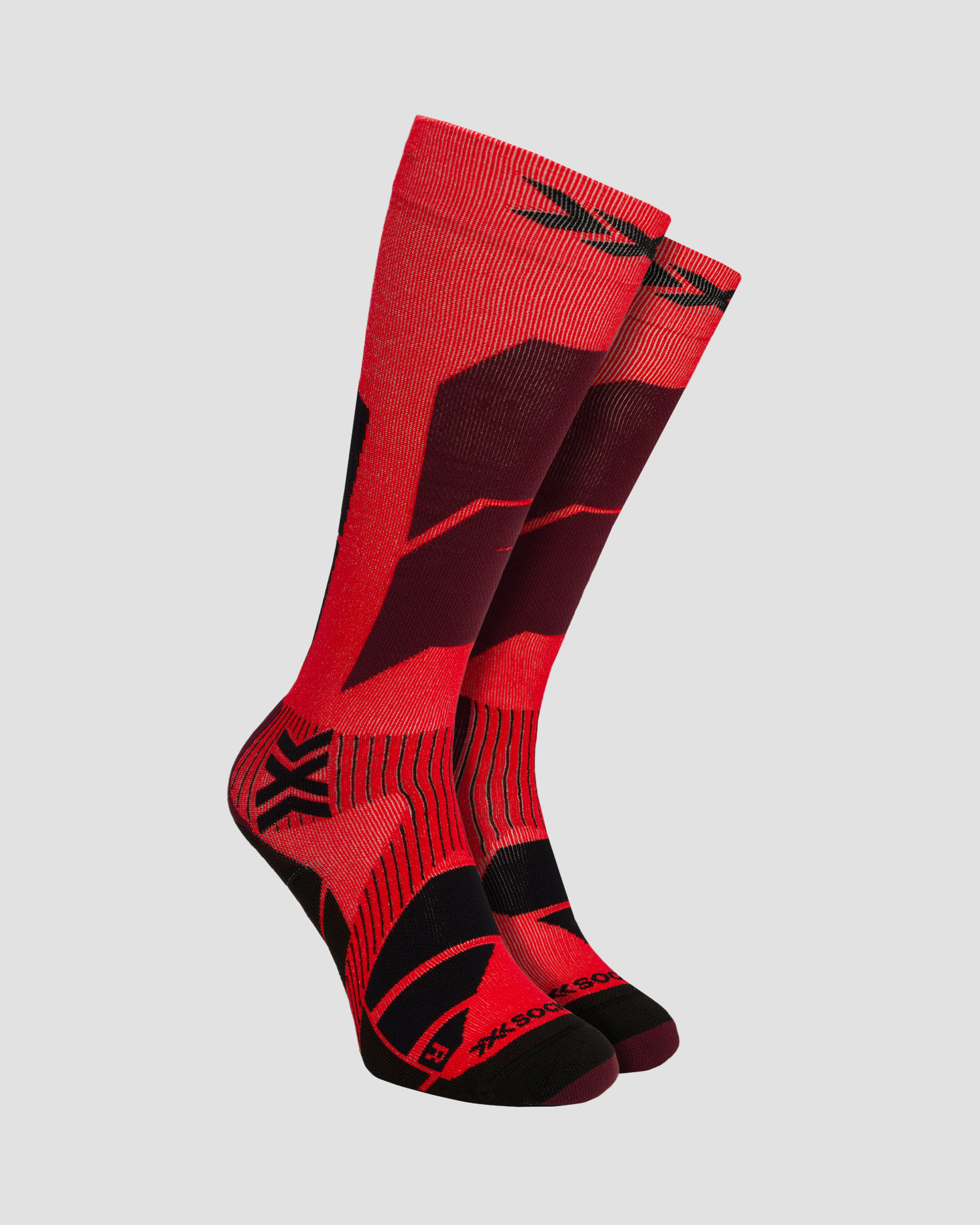 X-Socks Ski Perform OTC Skisocken in Rot und Schwarz, Farbe/Muster: Czerwony,Czarny