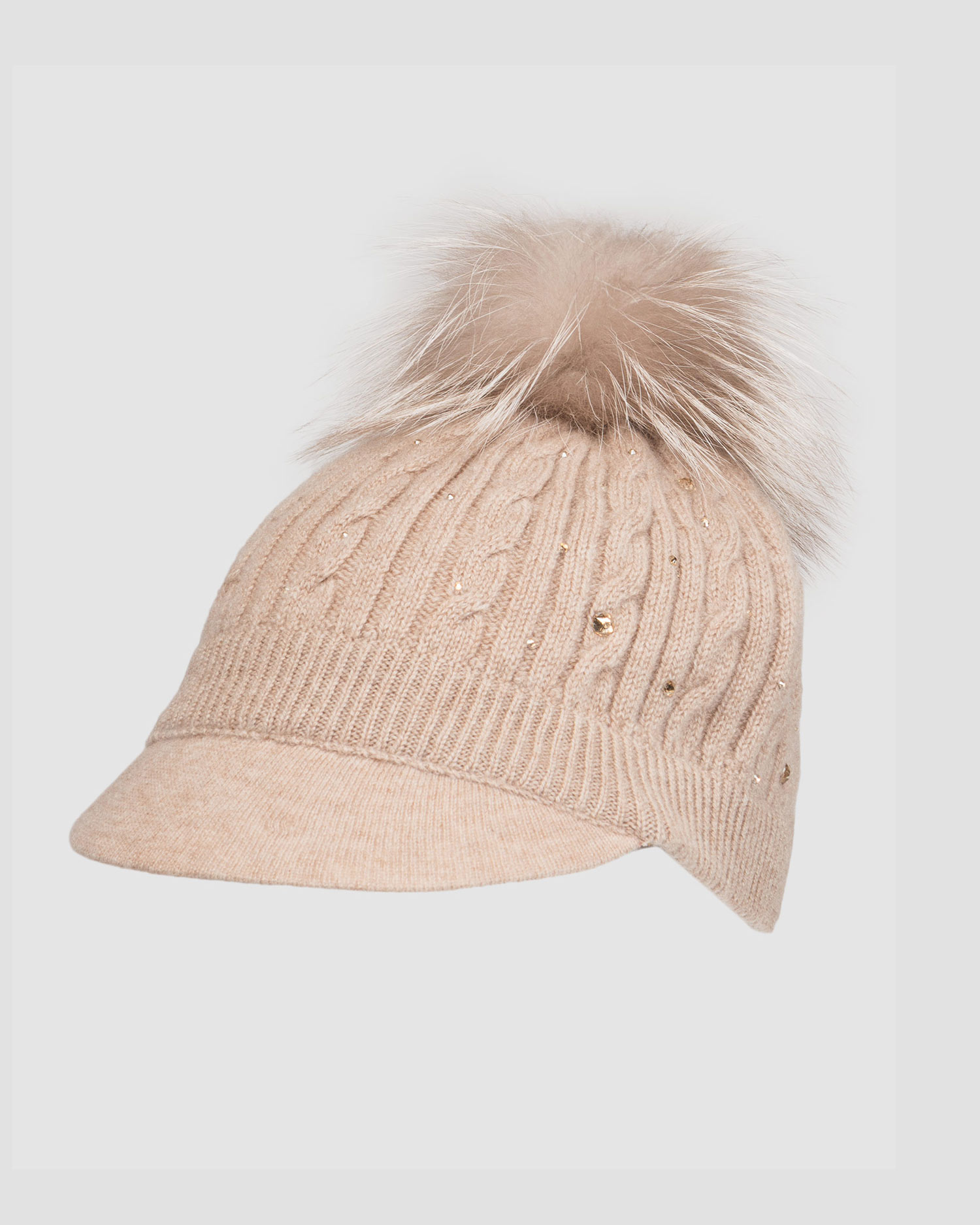 Brązowa czapka kaszmirowa z daszkiem damska William Sharp