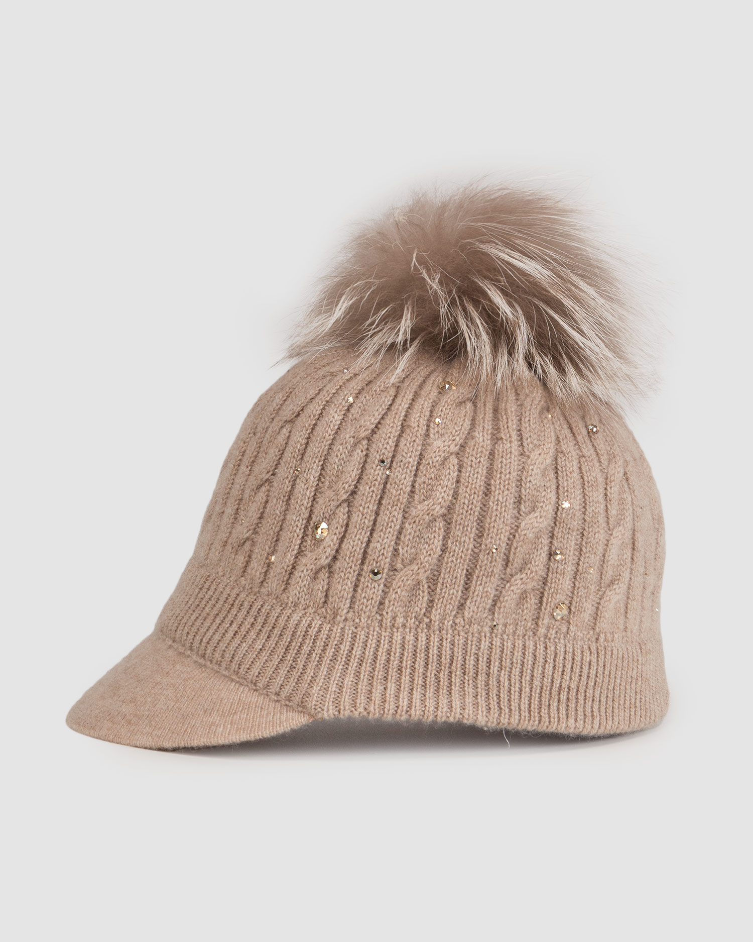 Brązowa czapka kaszmirowa z daszkiem damska William Sharp