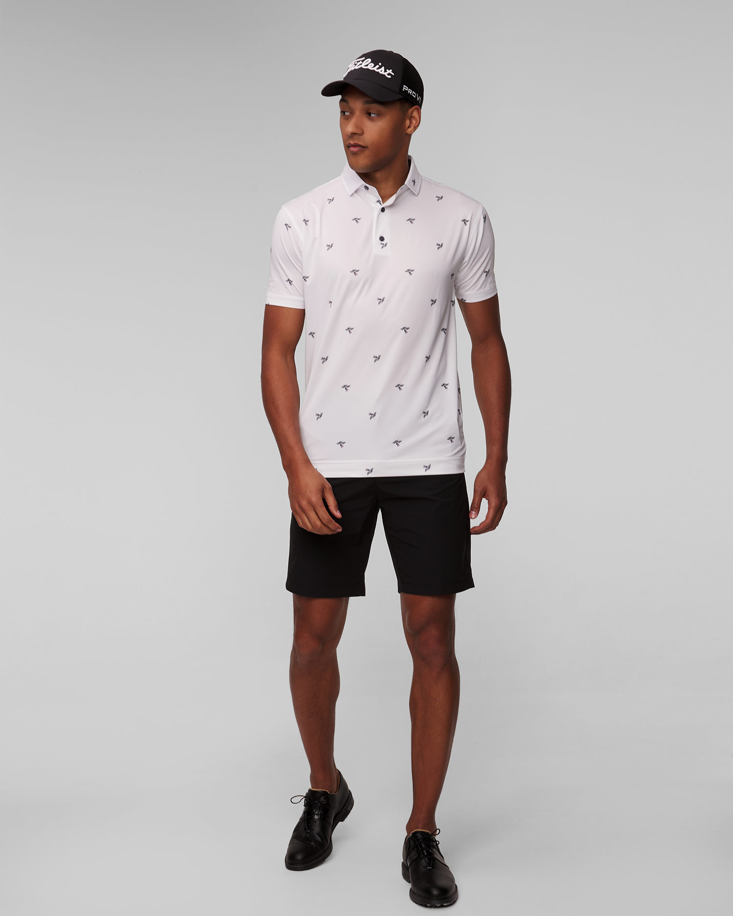 Men’s white polo FootJoy Eu Thistle Prt Lisle