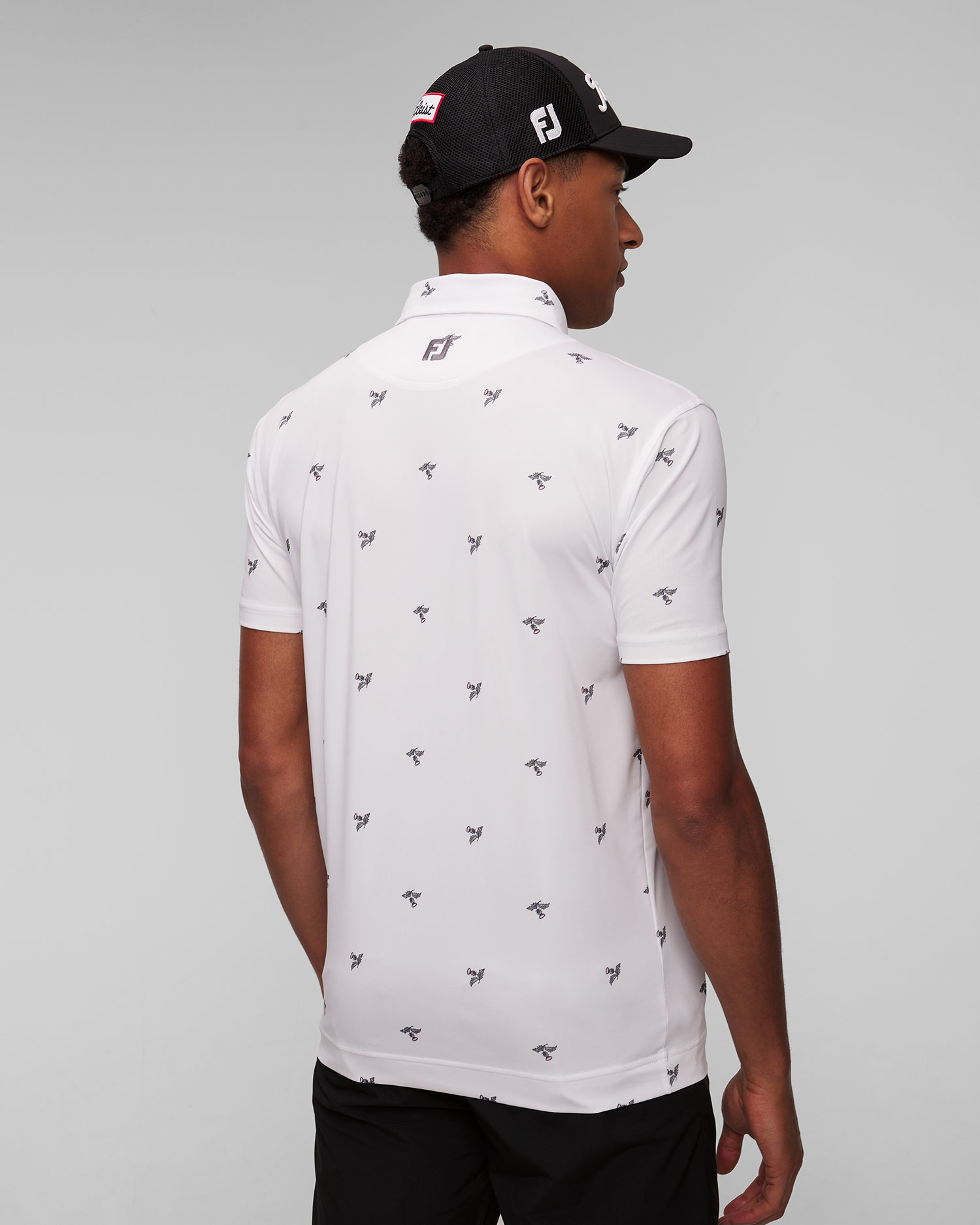 Men’s white polo FootJoy Eu Thistle Prt Lisle