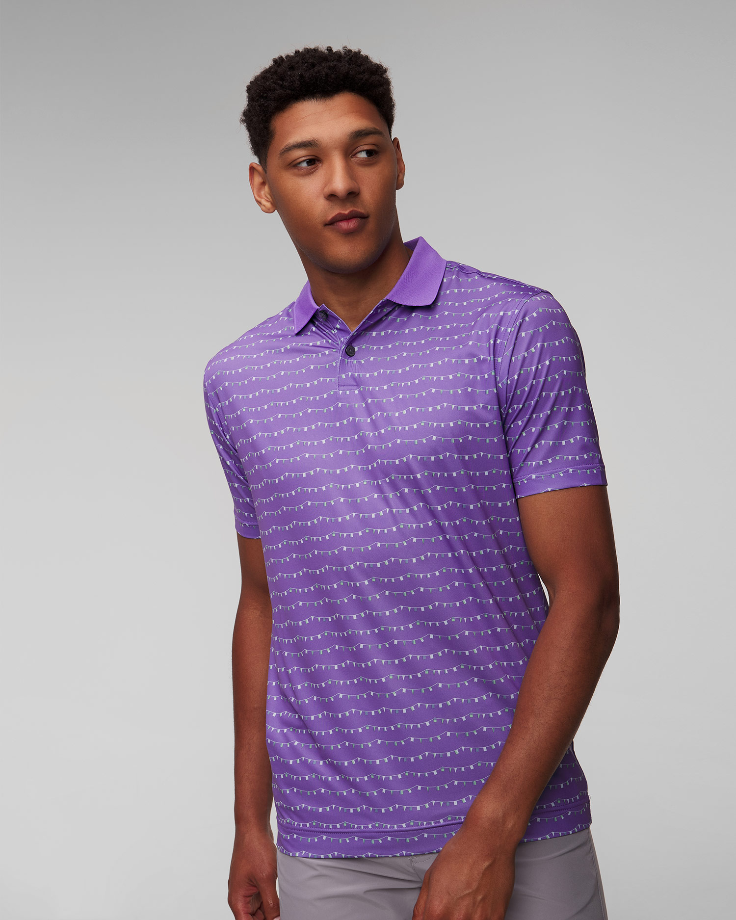 Men’s purple polo FootJoy Eu Thistle Prt Lisle
