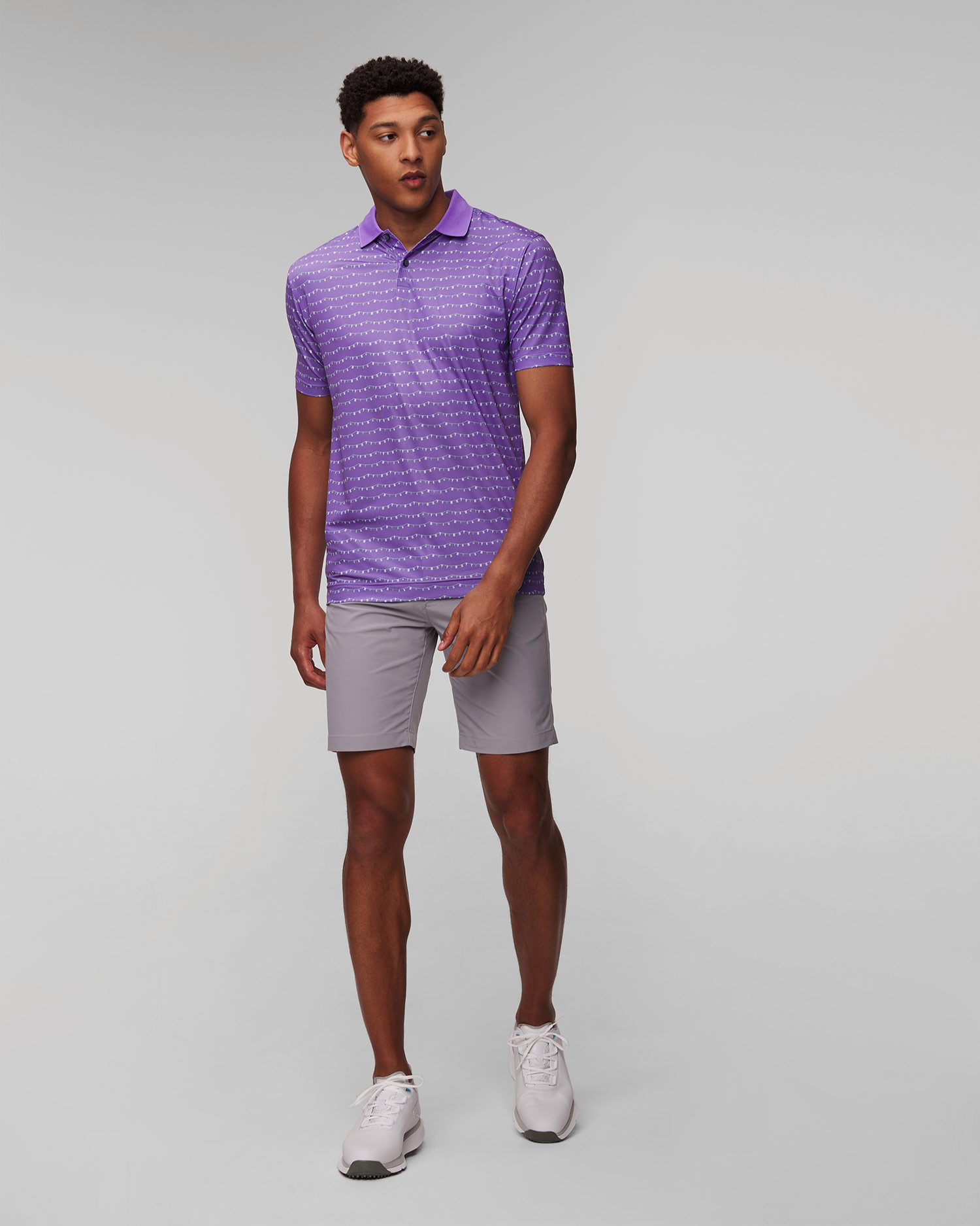 Men’s purple polo FootJoy Eu Thistle Prt Lisle