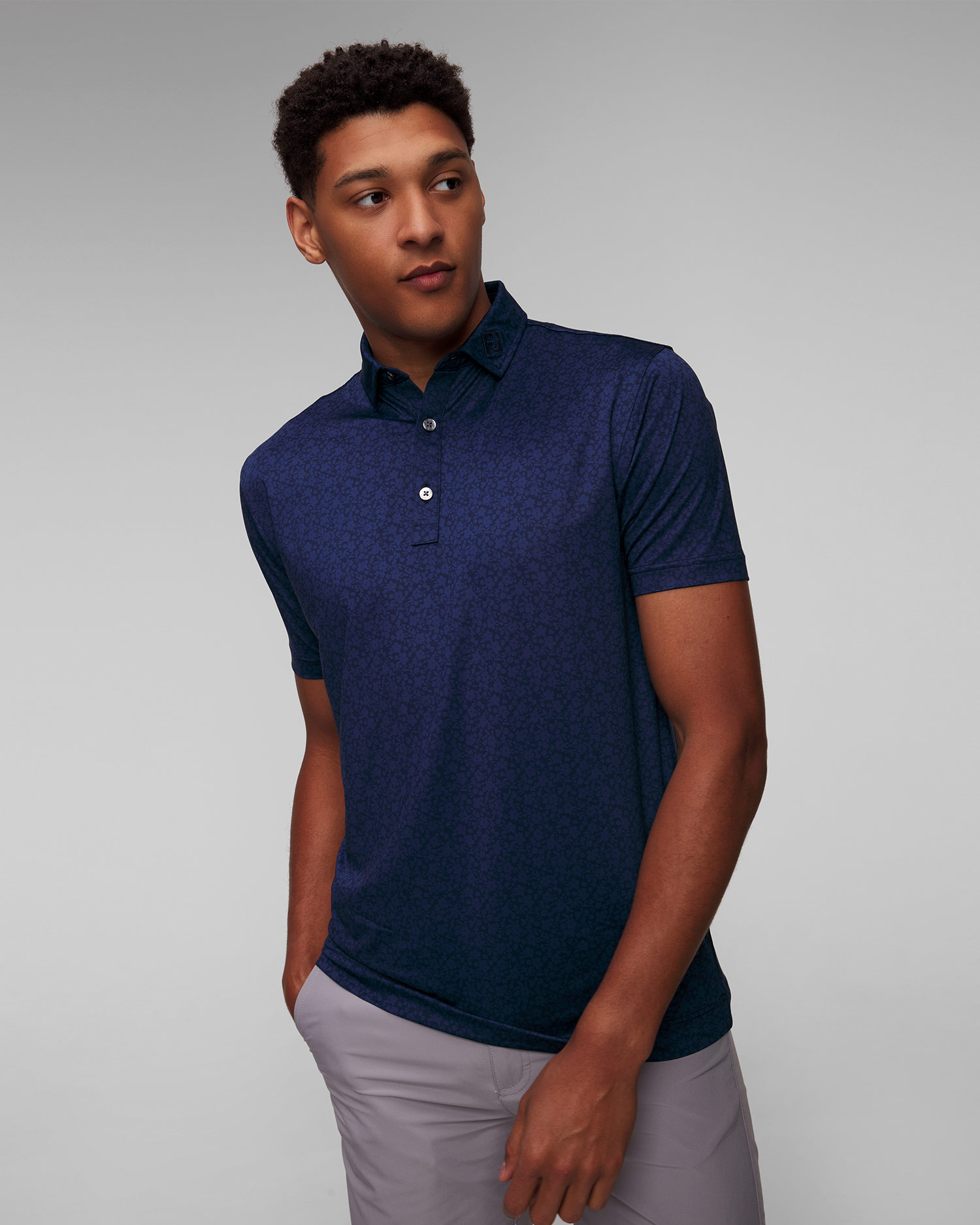Men’s navy blue polo FootJoy Eu Painted Floral