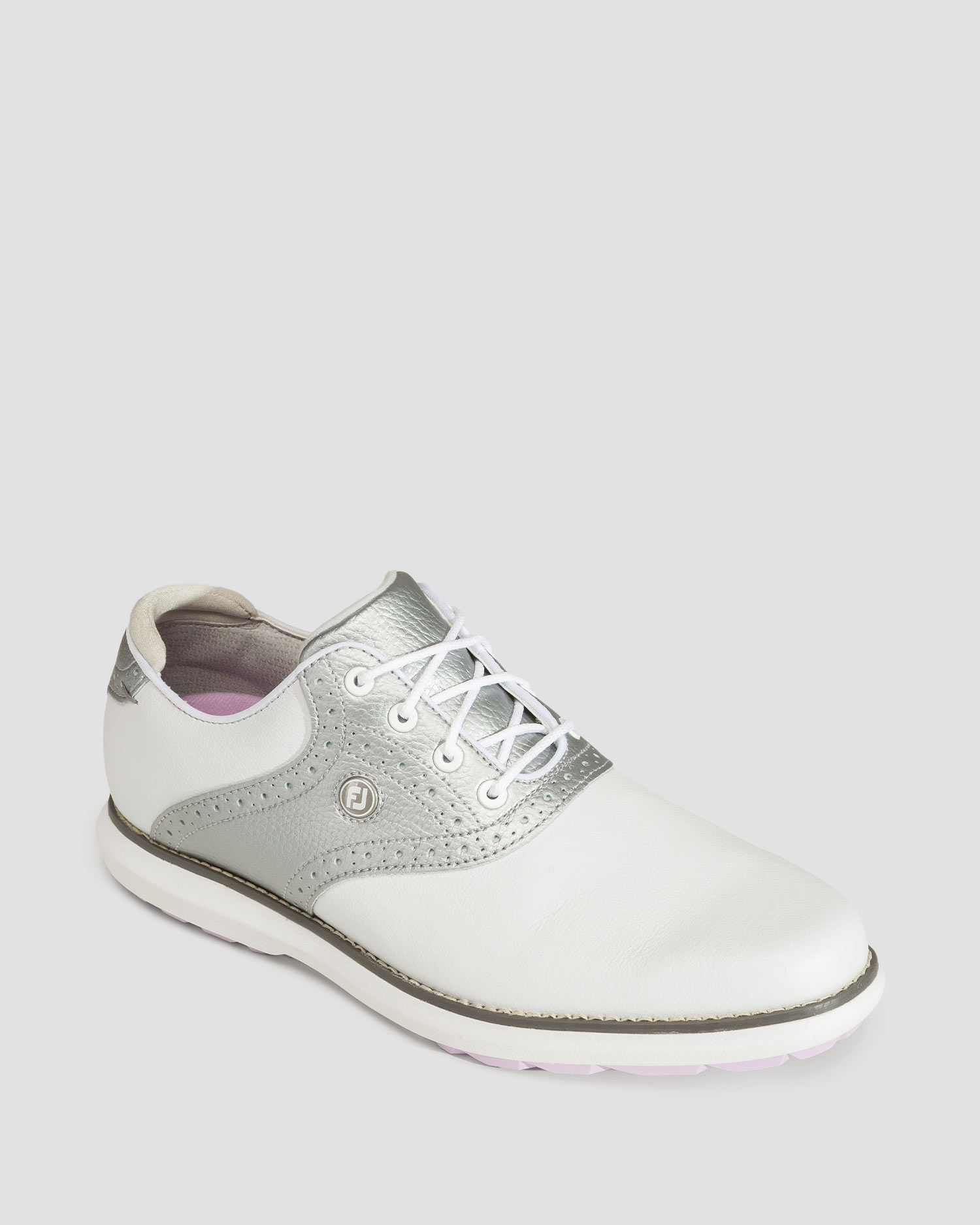 FootJoy WN FJ Traditions Spikeless Golfschuhe für Damen in Weiß und Grau