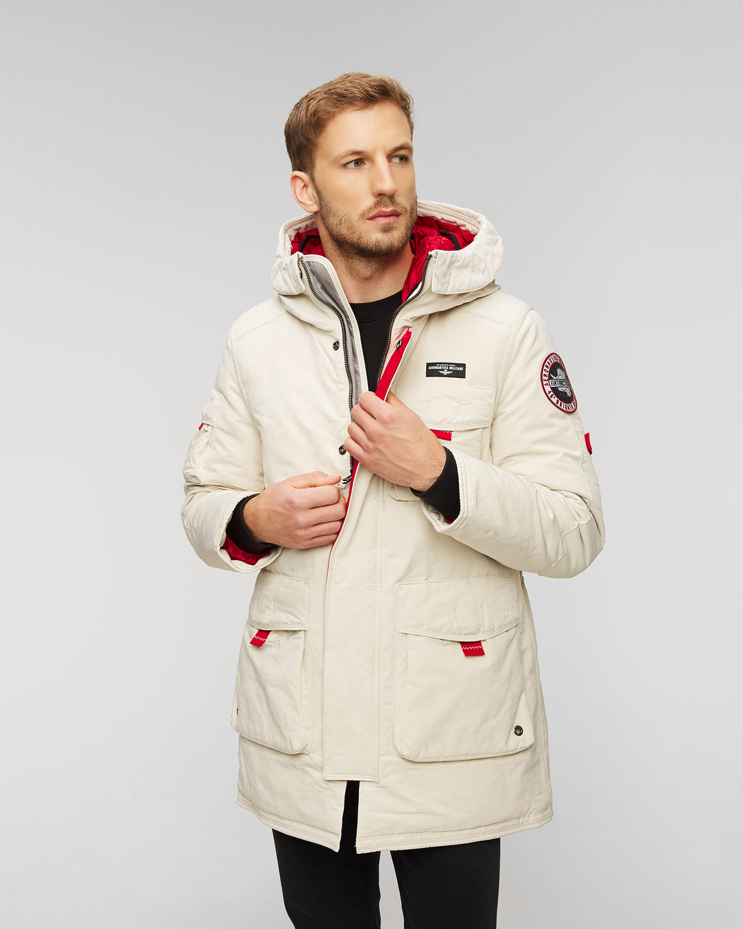 Men's beige parka jacket Aeronautica Militare 232ab2110ct3160-73078 |  S'portofino