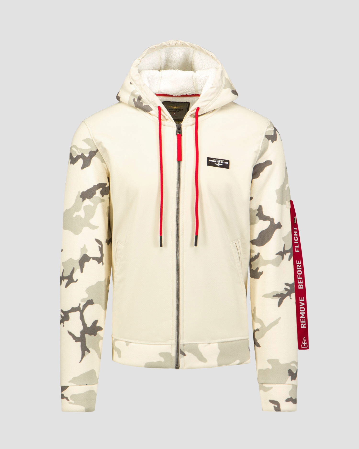 Sweat à capuche beige pour hommes Aeronautica Militare