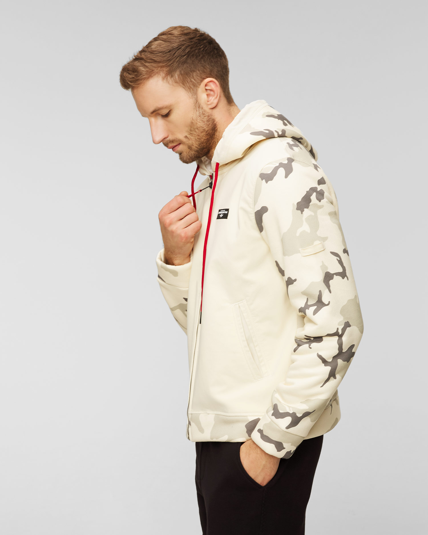 Sweat à capuche beige pour hommes Aeronautica Militare