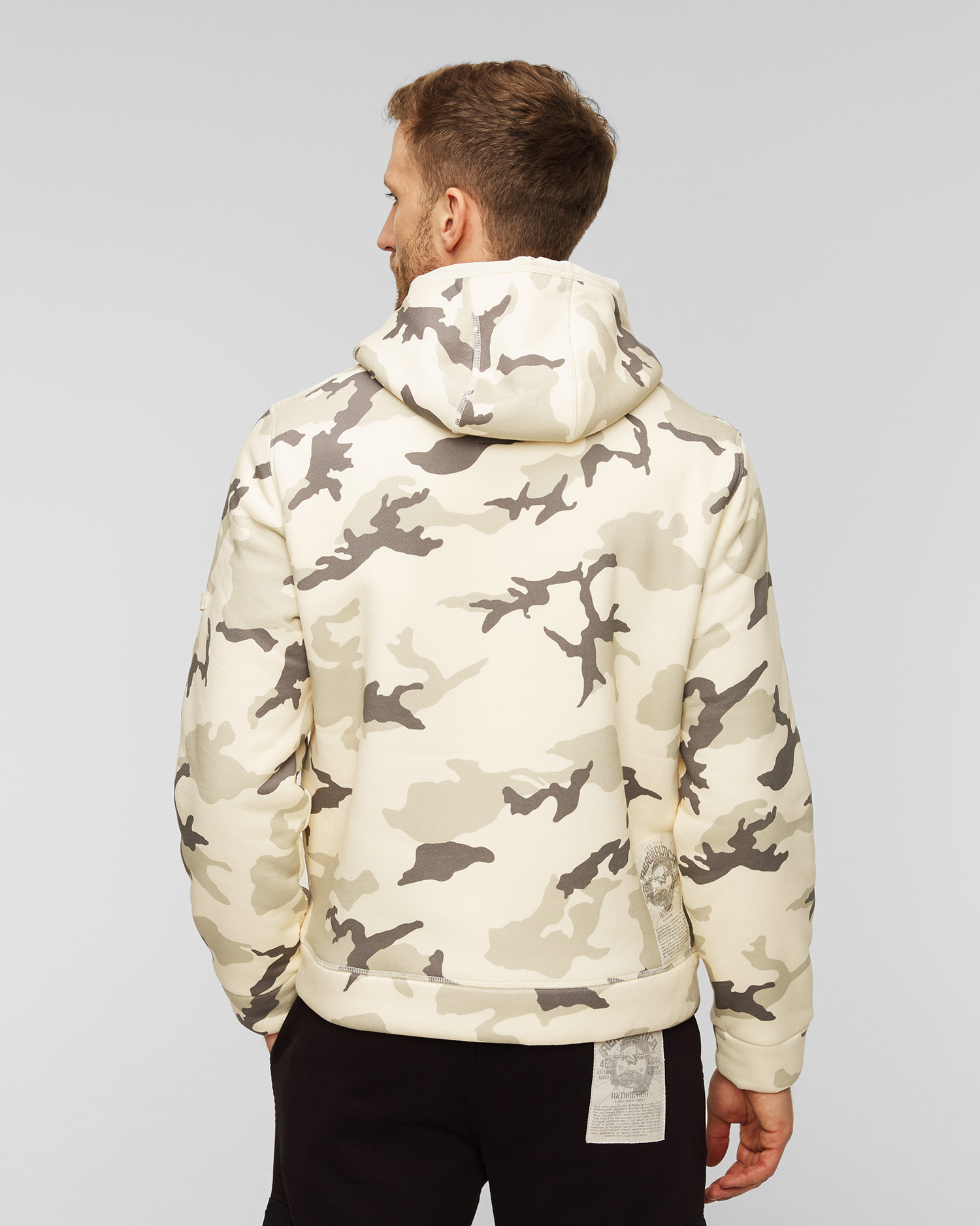 Sweat à capuche beige pour hommes Aeronautica Militare