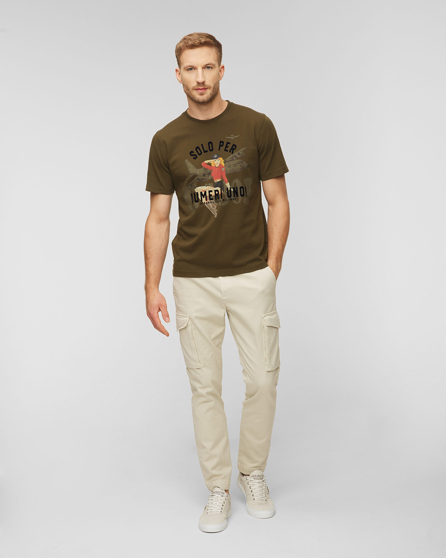 Pantalon cargo pour hommes Aeronautica Militare Beige