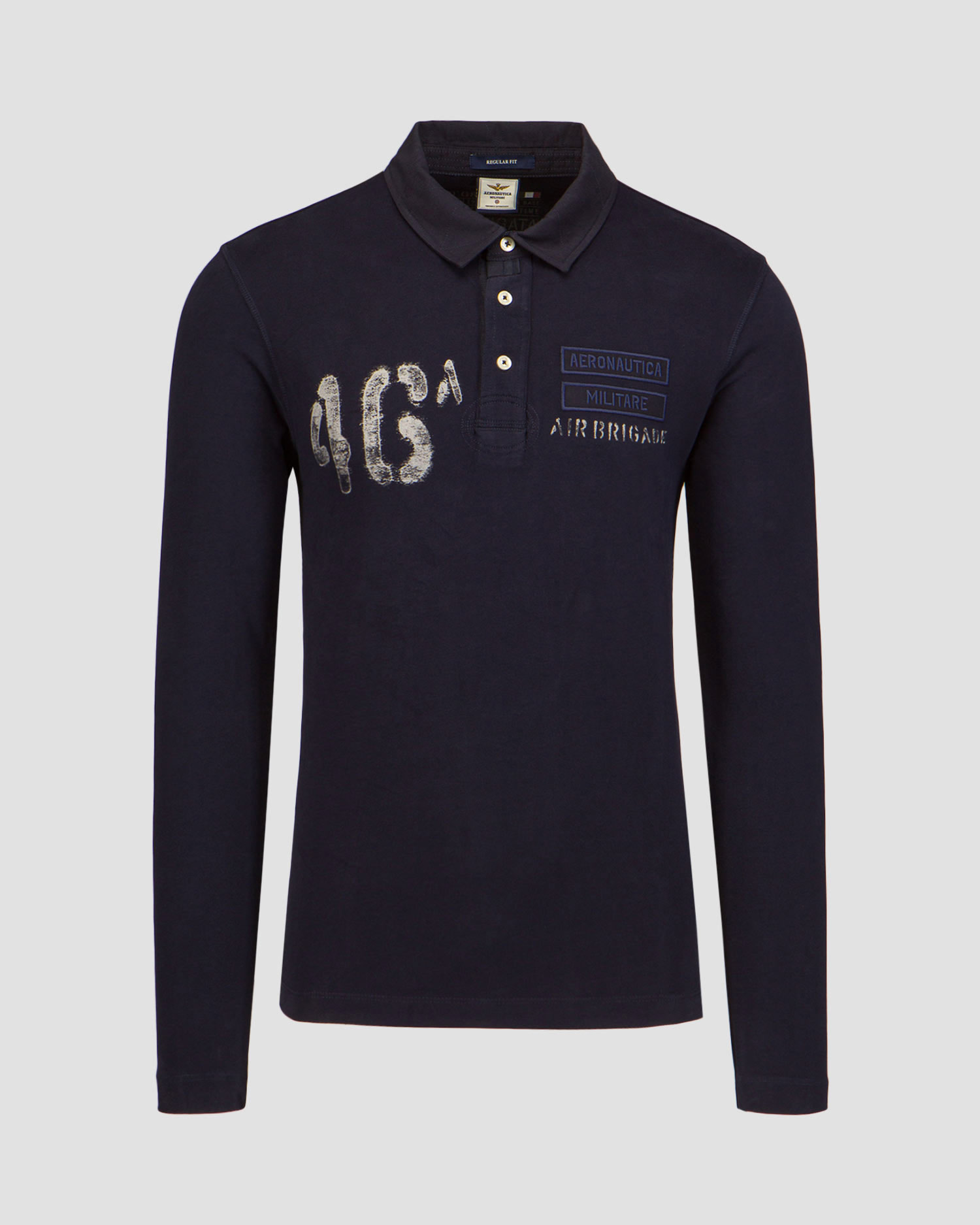 Polo à manches longues pour hommes Aeronautica Militare Bleu marine