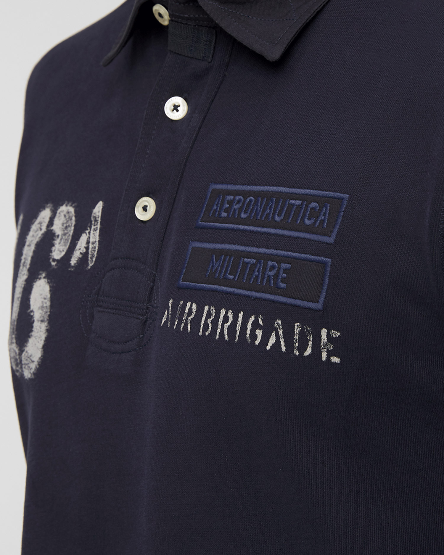 Men's long sleeve polo Aeronautica Militare Navy blue