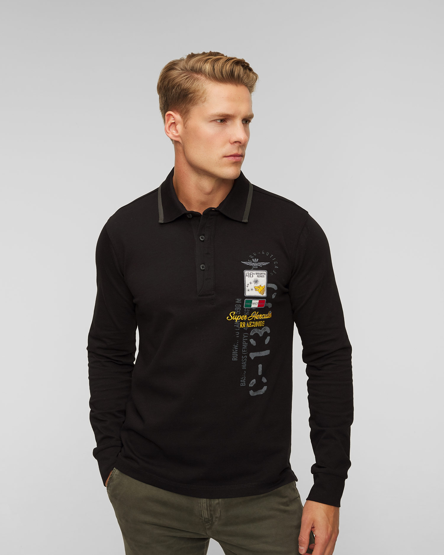Pánske čierne polo tričko Aeronautica Militare