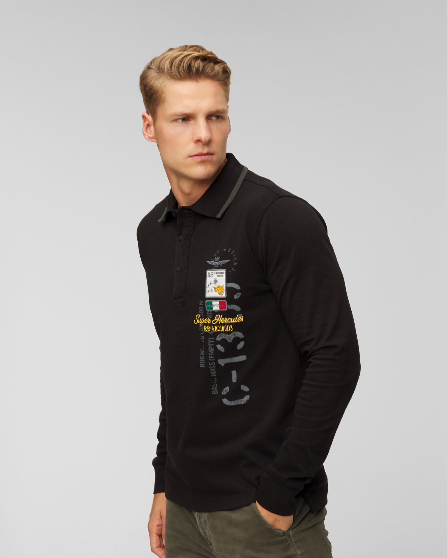 Pánske čierne polo tričko Aeronautica Militare