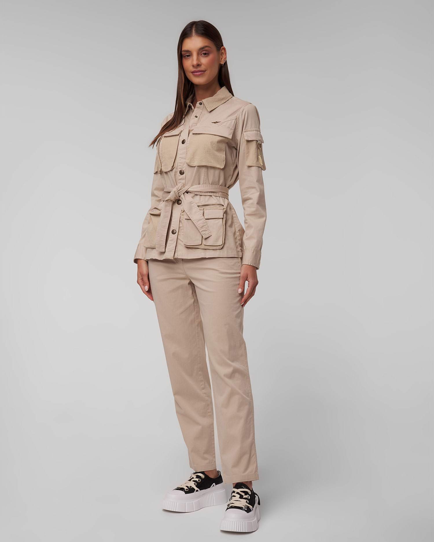 Pantalon beige pour femmes Aeronautica Militare