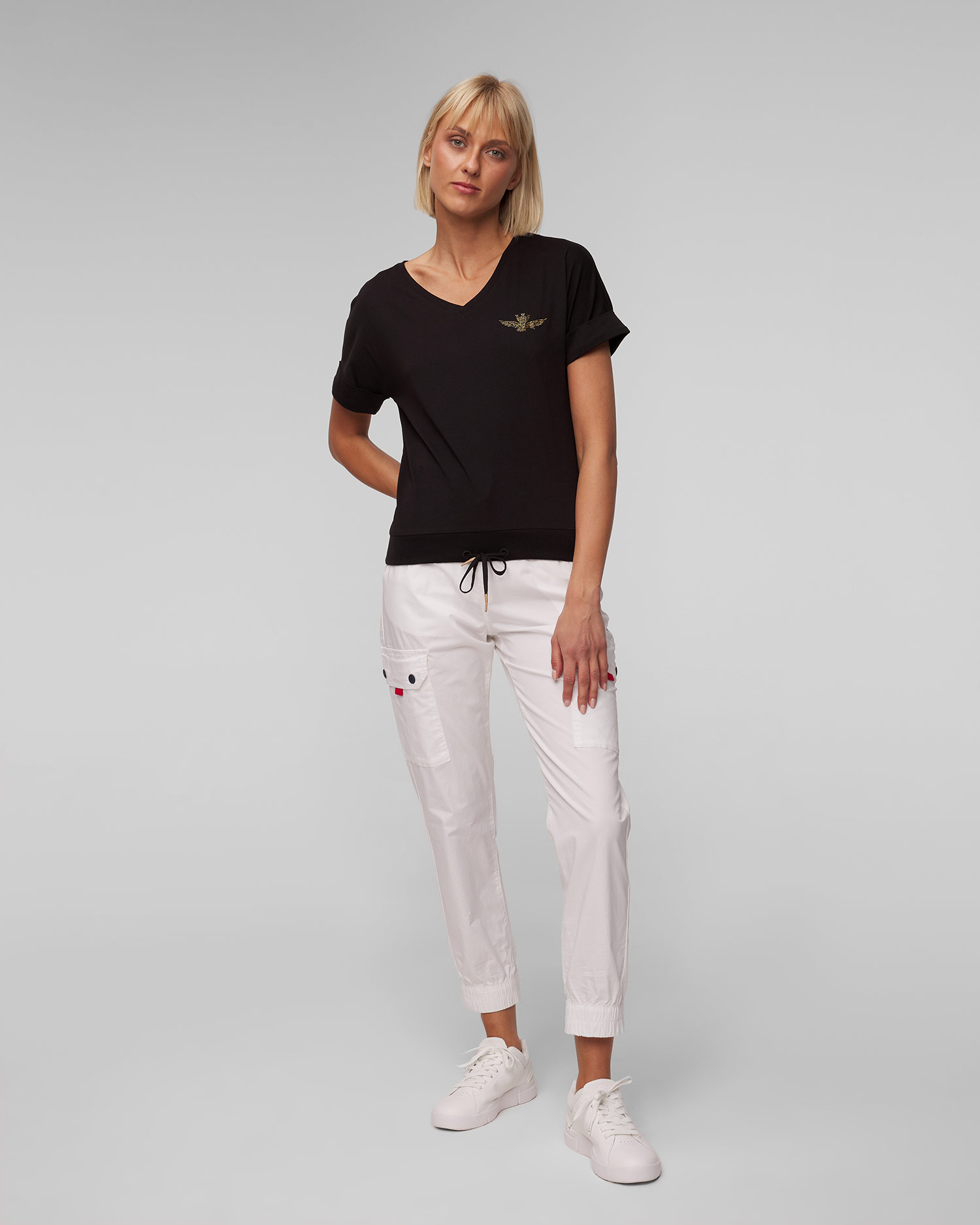Pantaloni cargo albi pentru femei Aeronautica Militare
