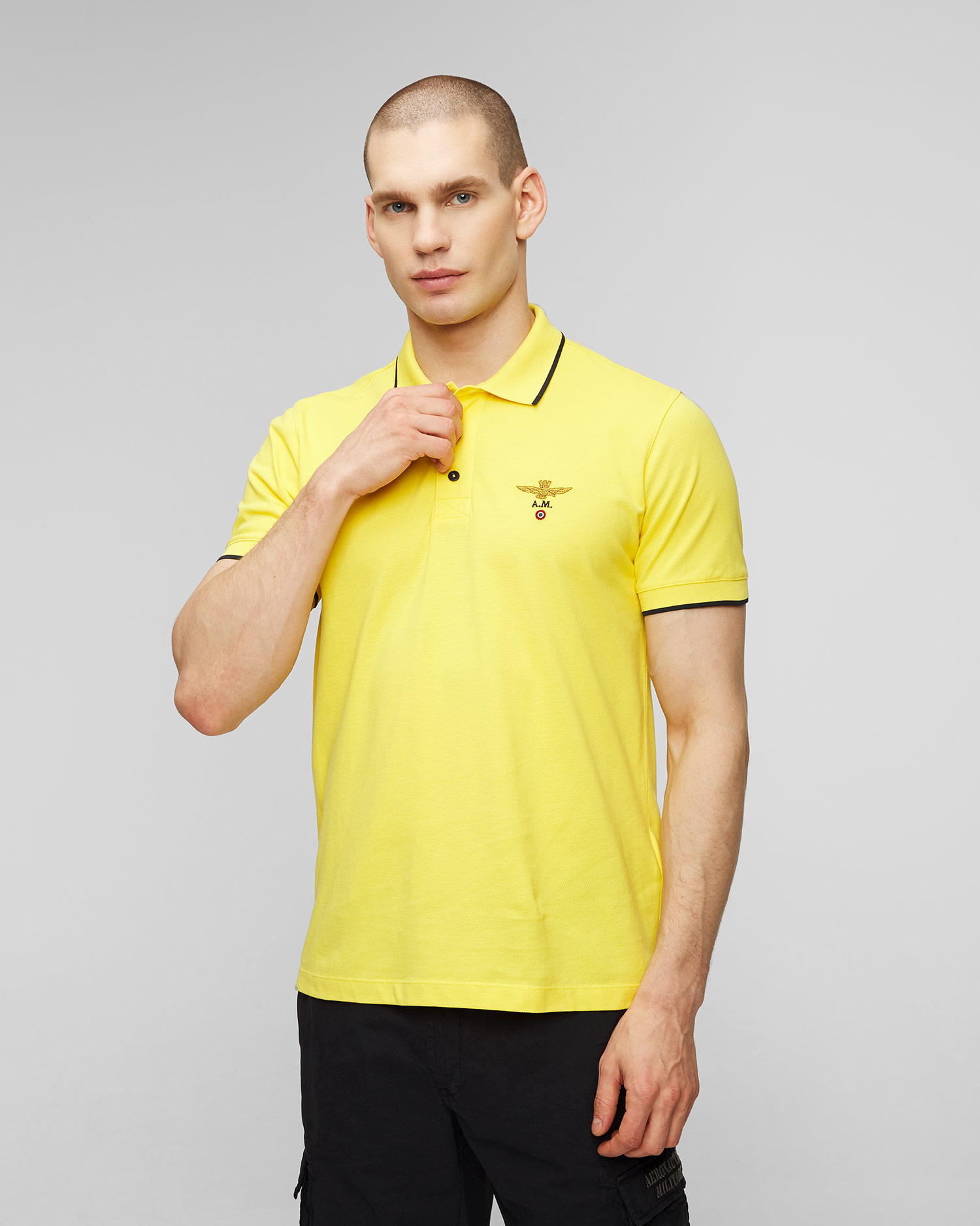 Tricou polo galben pentru bărbați Aeronautica Militare