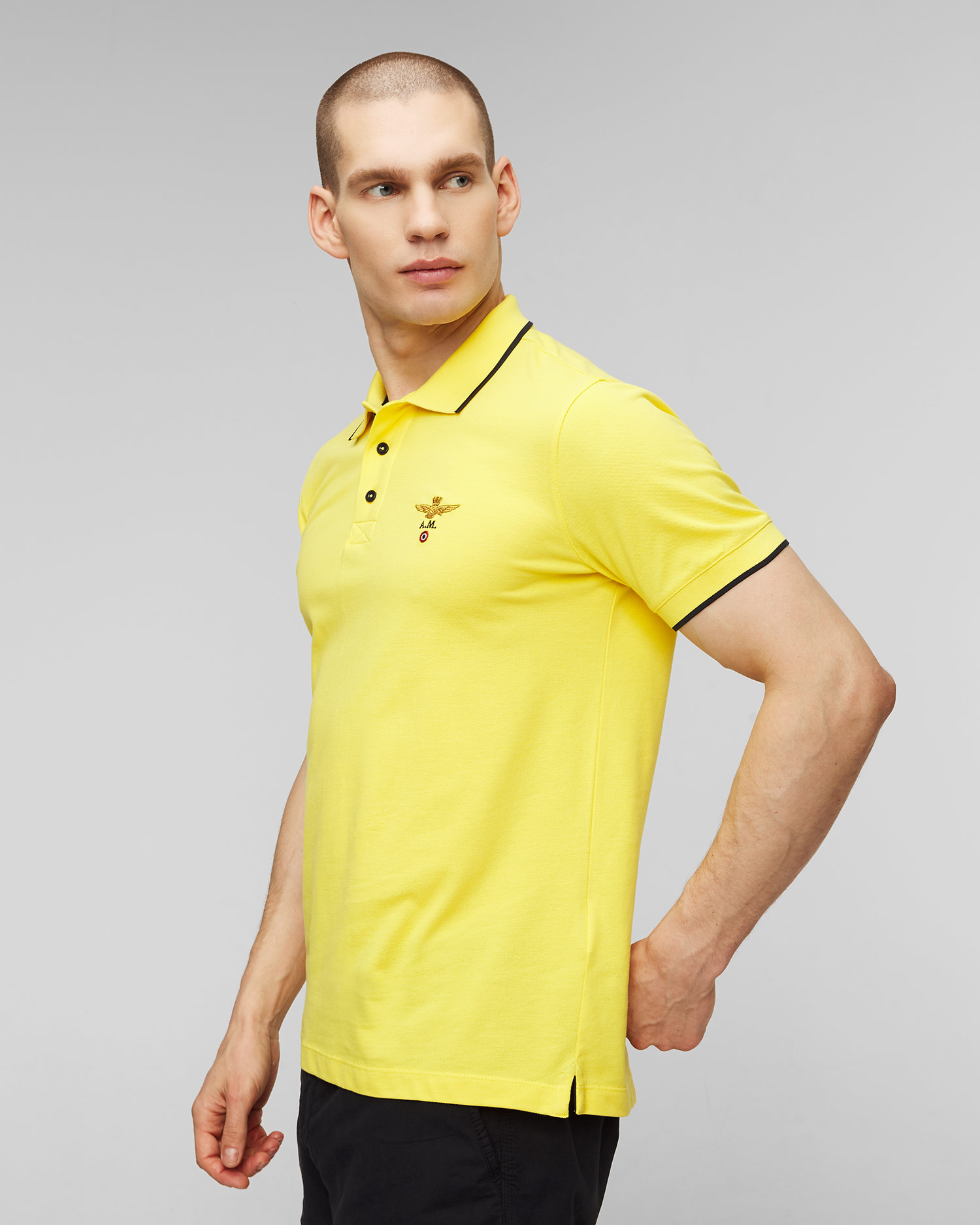 Tricou polo galben pentru bărbați Aeronautica Militare
