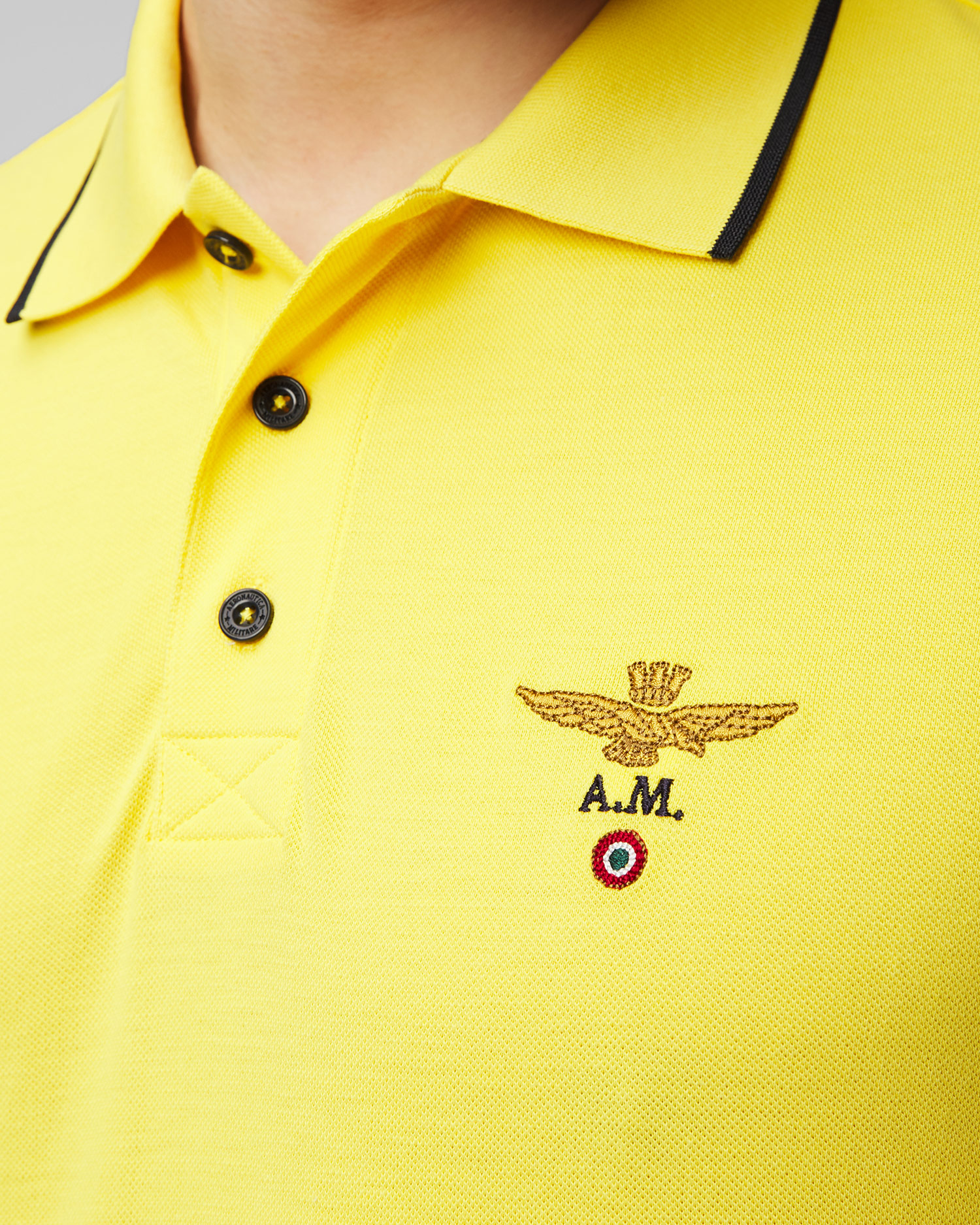 Tricou polo galben pentru bărbați Aeronautica Militare